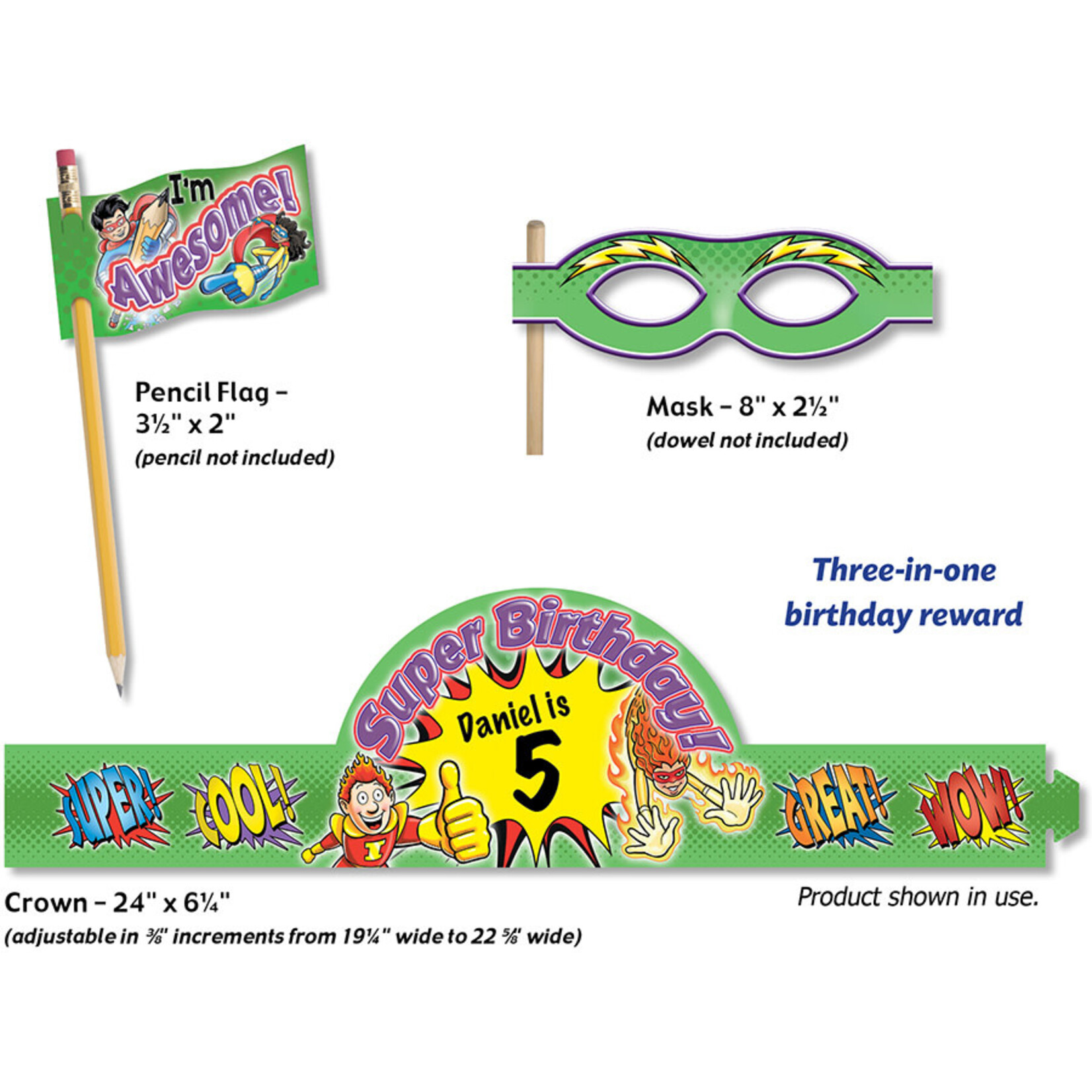 NORTH STAR TEACHER RESOURCES Superhero Birthday (green) Crowns