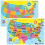 ASHLEY INCORPORATED Smart Poly® Learning Mat 12"x17", Double-Sided, US Map Basic