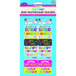 ASHLEY INCORPORATED 16 Pack Non-Magnetic Mini Whiteboard Erasers, Happy Birthday
