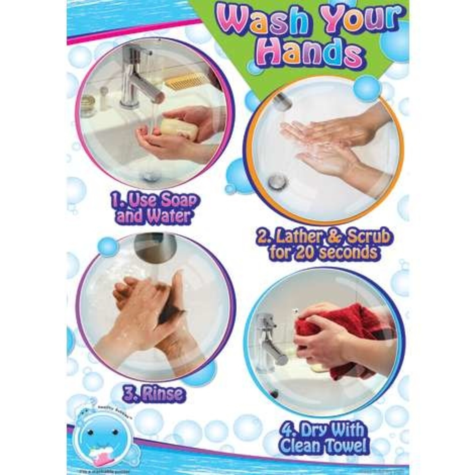 ASHLEY INCORPORATED Smart Poly Poster - Mind Your Manners Wash Your Hands 13" X 9.5"