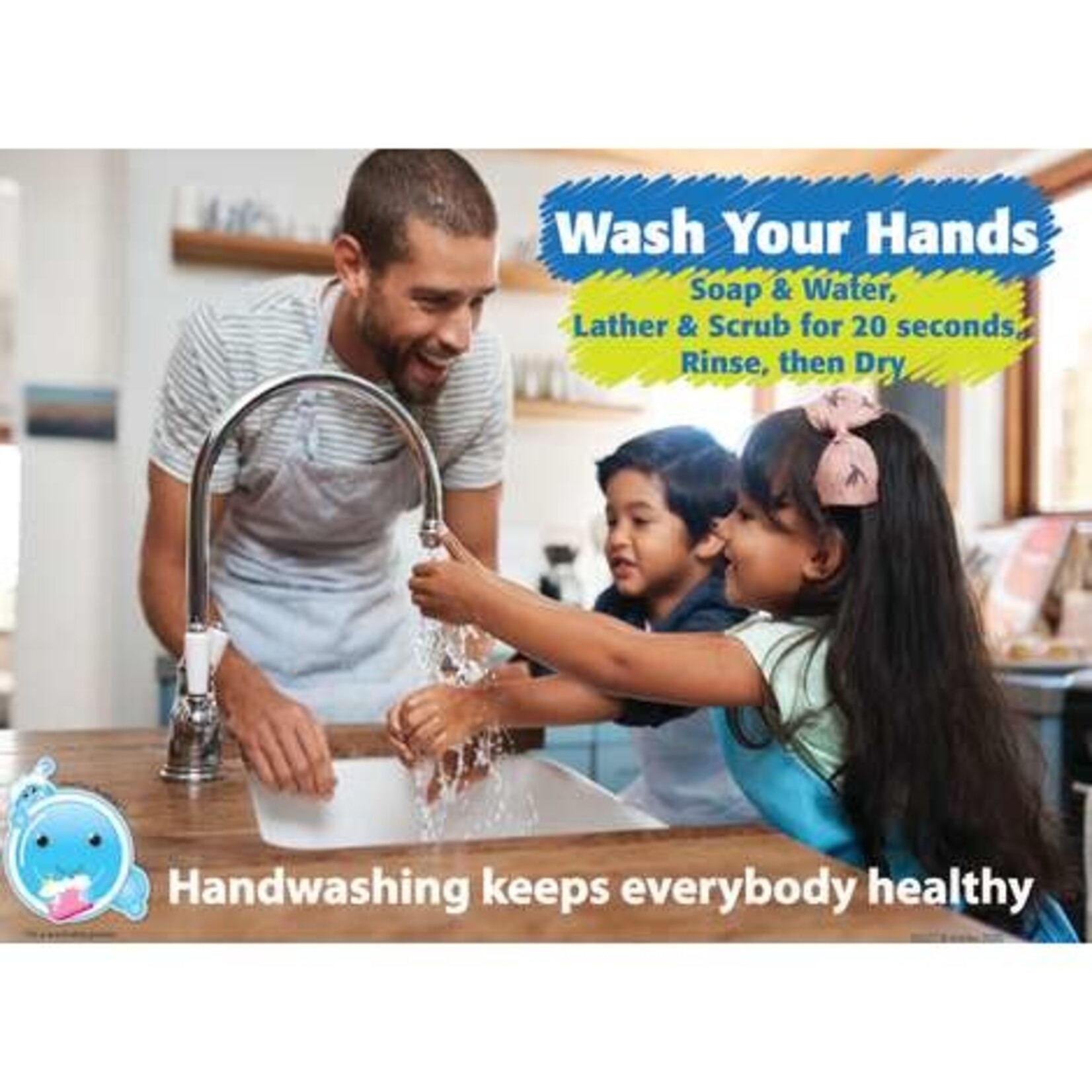 ASHLEY INCORPORATED Smart Poly® Poster - Healthy Bubbles Handwashing Keeps Everybody Healthy 13" X 9.5"