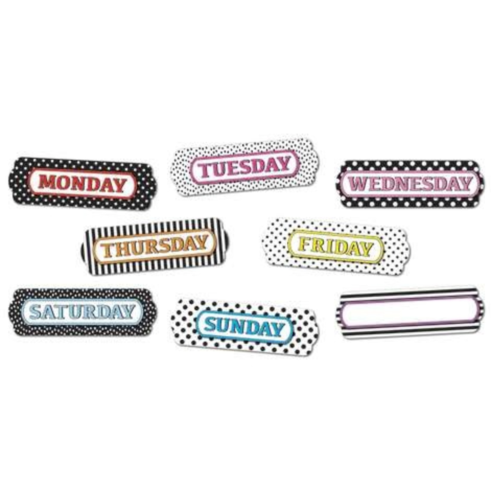 ASHLEY INCORPORATED Magnetic Die-Cut Border, B&W Designs Days Of The Week
