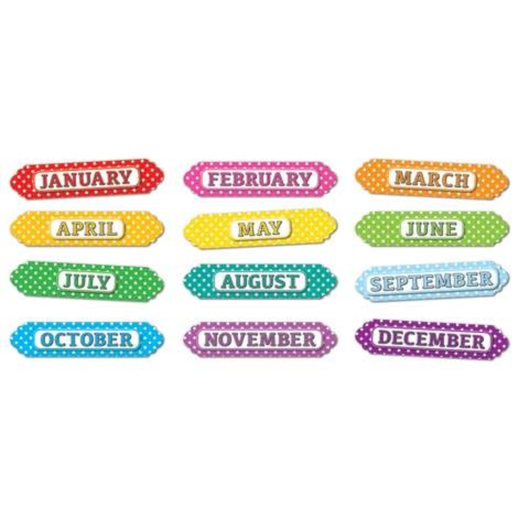 ASHLEY INCORPORATED Magnetic Die-Cut Border, Color Dots Months Of The Year