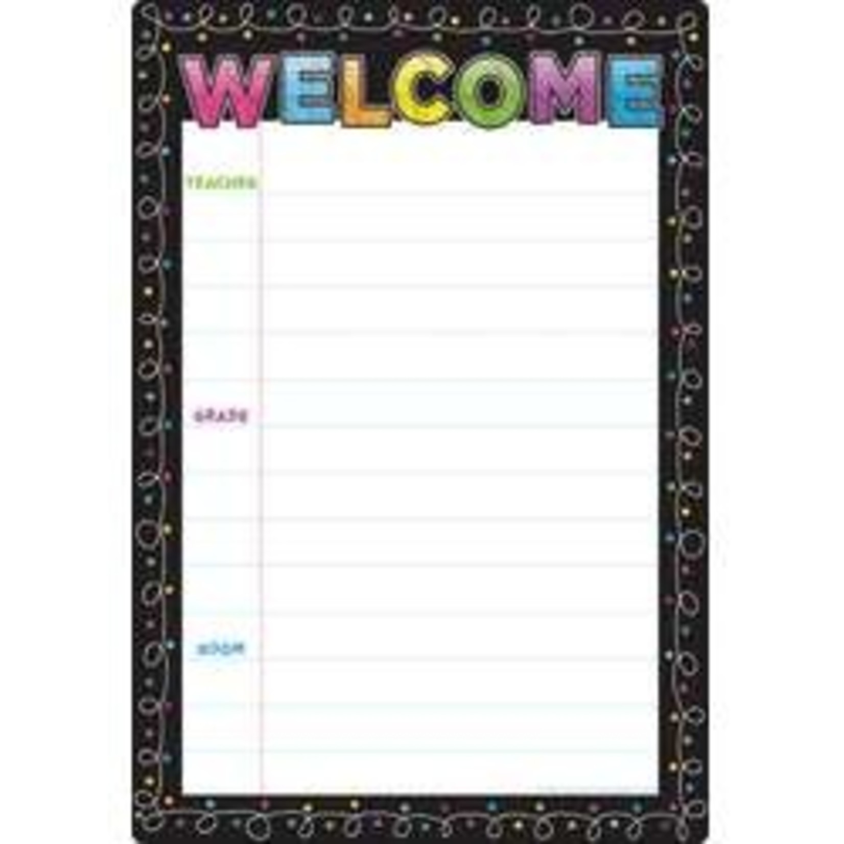 ASHLEY INCORPORATED Smart Poly® Chart Chalk Dots Welcome 13" X 19"