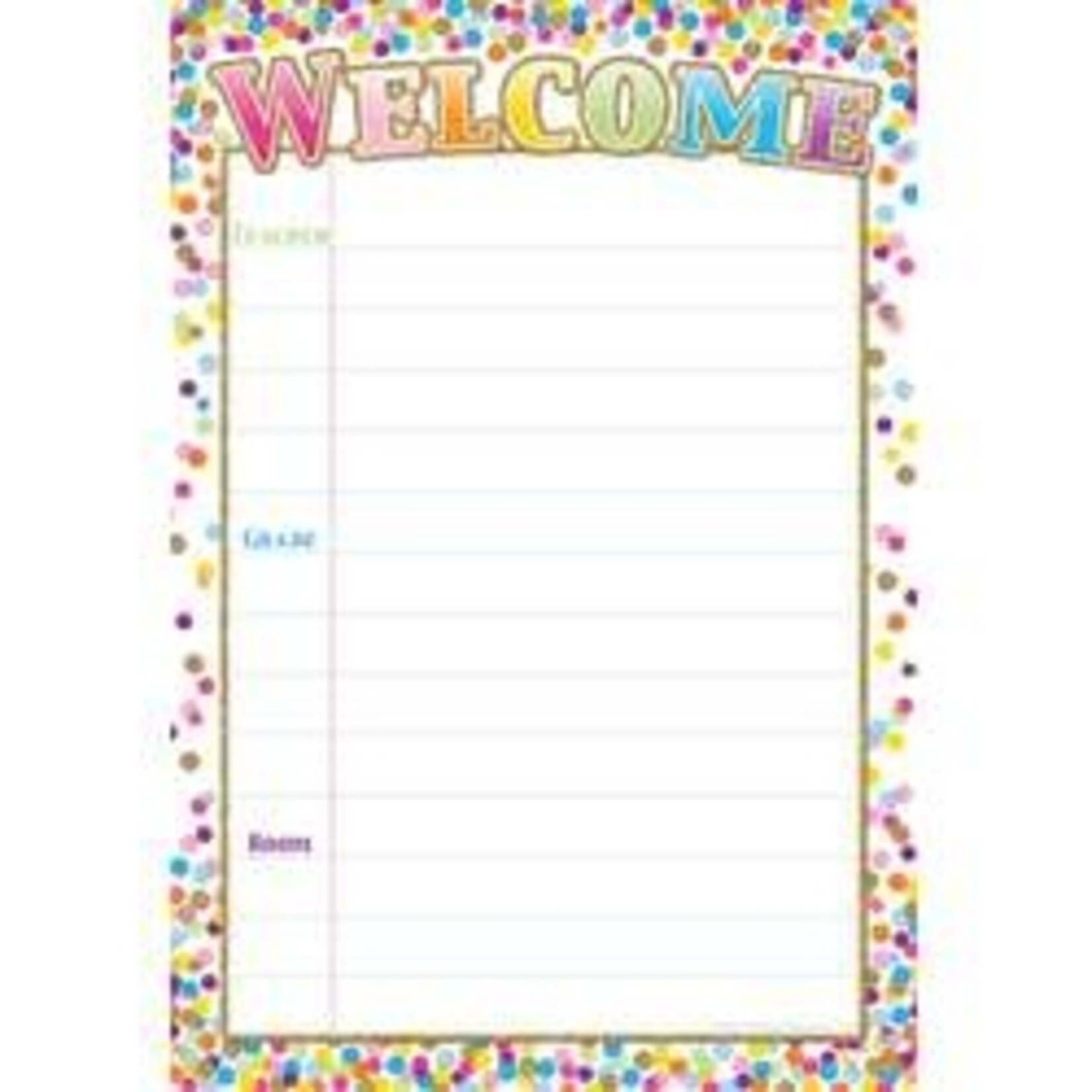 ASHLEY INCORPORATED Smart Poly® Chart Confetti Welcome 13" X 19"