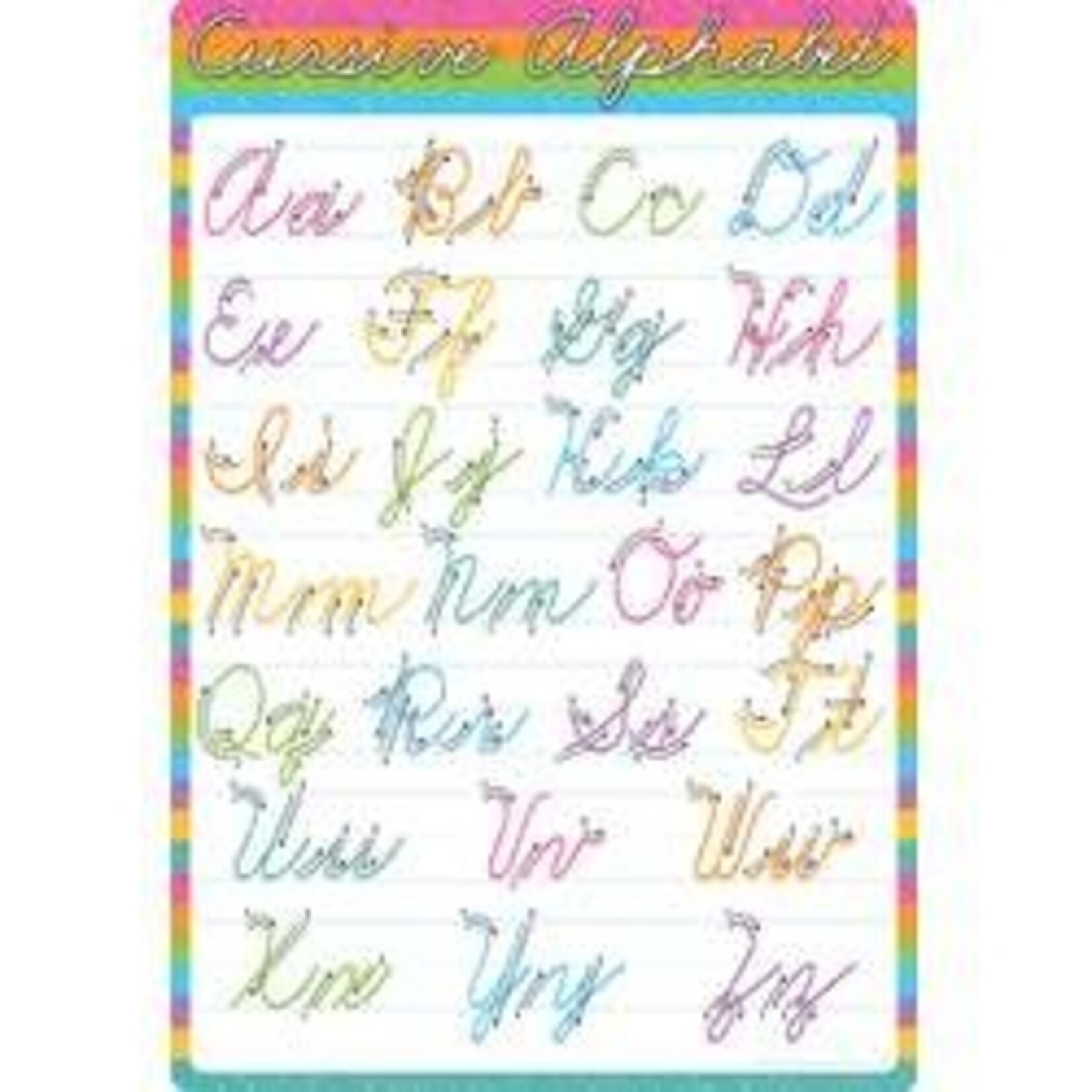 ASHLEY INCORPORATED Smart Poly® Chart Traditional Cursive Alphabet 13" X 19"