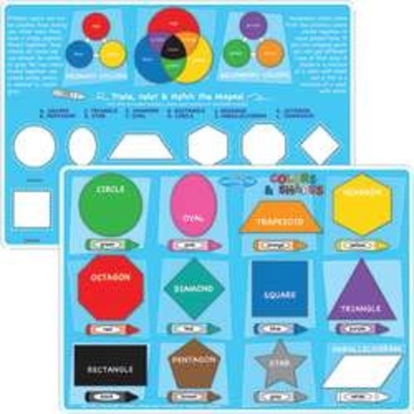 ASHLEY INCORPORATED Smart Poly® Learning Mat 12"X17", Double-Sided, Colors & Shapes