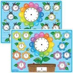 ASHLEY INCORPORATED Smart Poly Learning Mat 12"X17", Double-Sided, Telling Time