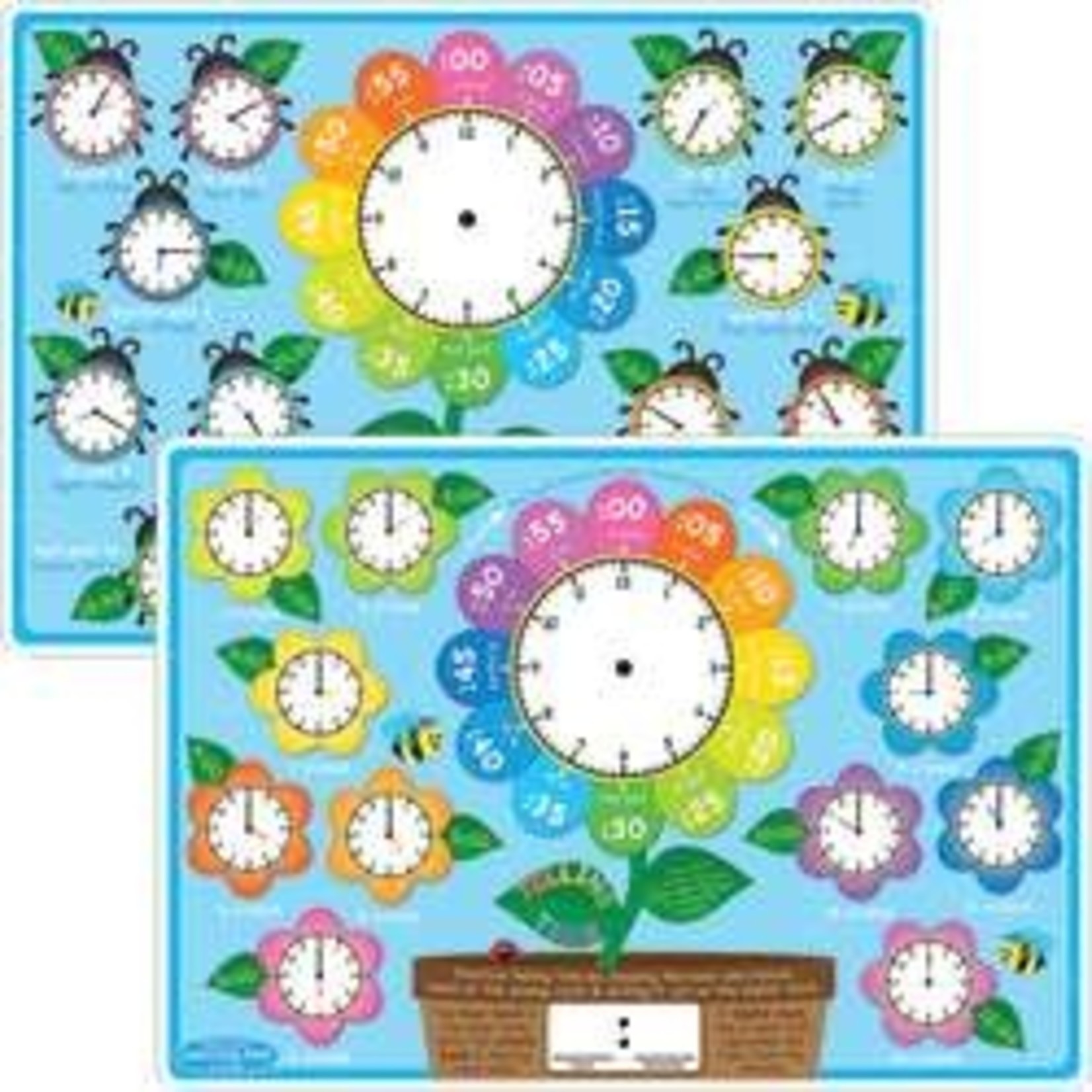 ASHLEY INCORPORATED Smart Poly® Learning Mat 12"X17", Double-Sided, Telling Time