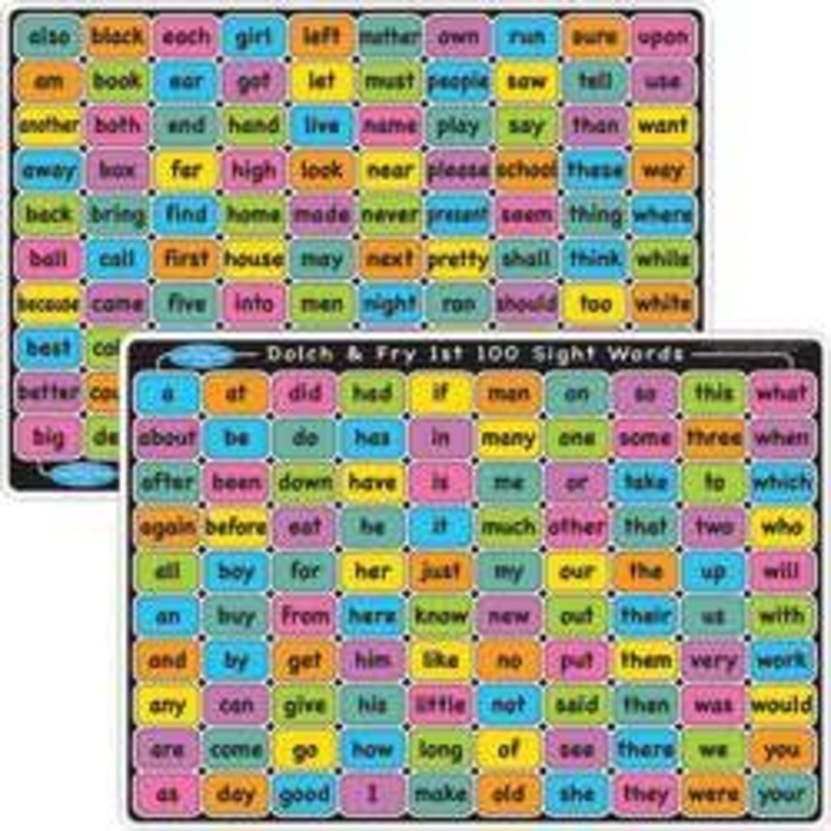 ASHLEY INCORPORATED Smart Poly® Learning Mat 12"X17", Double-Sided, Sight Words 1st & 2nd 100