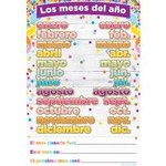 ASHLEY INCORPORATED Smart Poly Chart 13"X19", Confetti Los Meses Del Año (Spanish Months Of The Year)