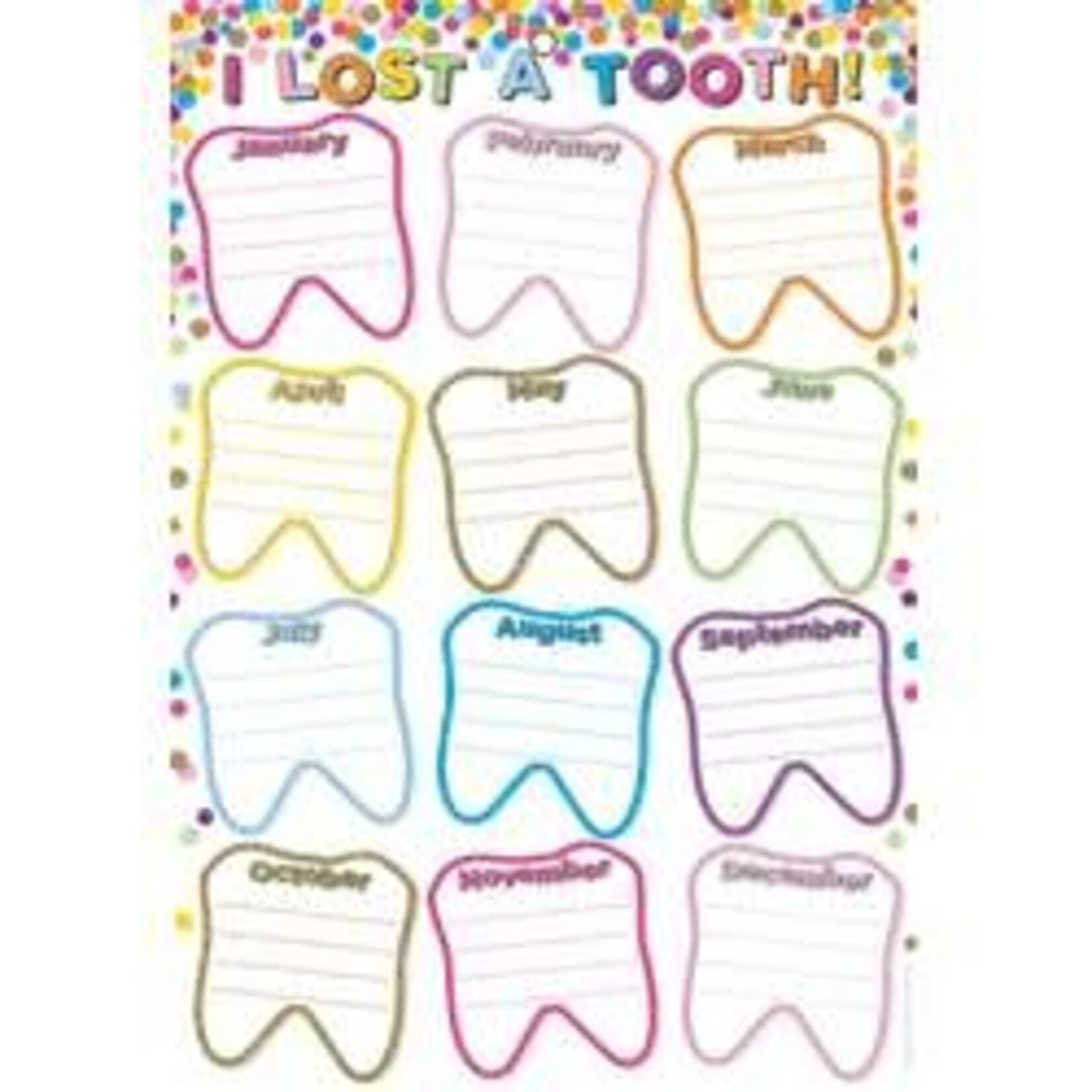 ASHLEY INCORPORATED Smart Poly® Chart 13"X19", Confetti I Lost A Tooth *Grommett