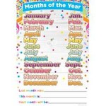ASHLEY INCORPORATED Smart Poly Chart 13"X19", Confetti Months Of The Year