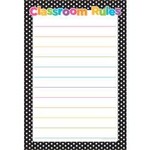 ASHLEY INCORPORATED Smart Poly Chart 13"X19", B&W Polka Dots Classroom Rules *Grommett