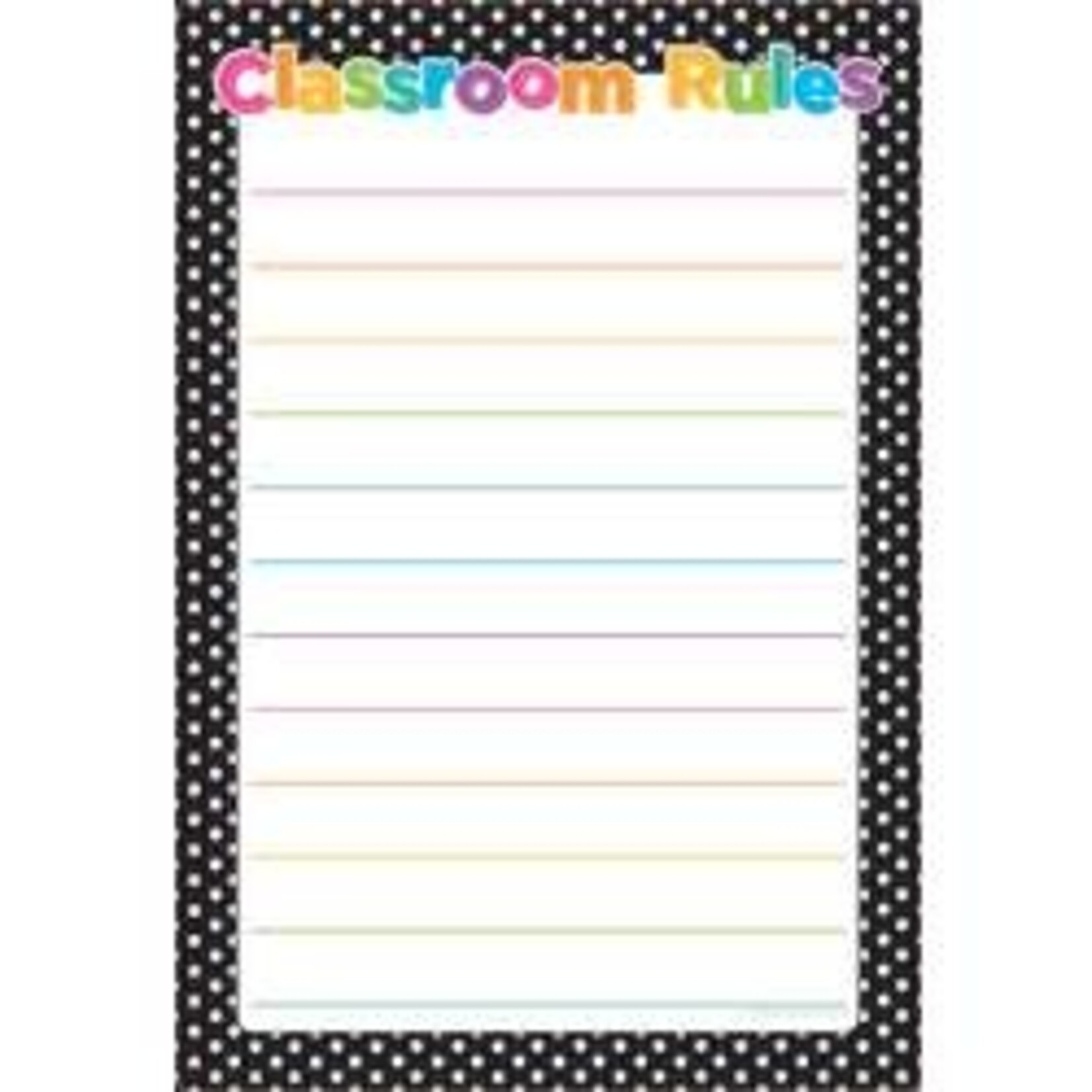 ASHLEY INCORPORATED Smart Poly® Chart 13"X19", B&W Polka Dots Classroom Rules *Grommett