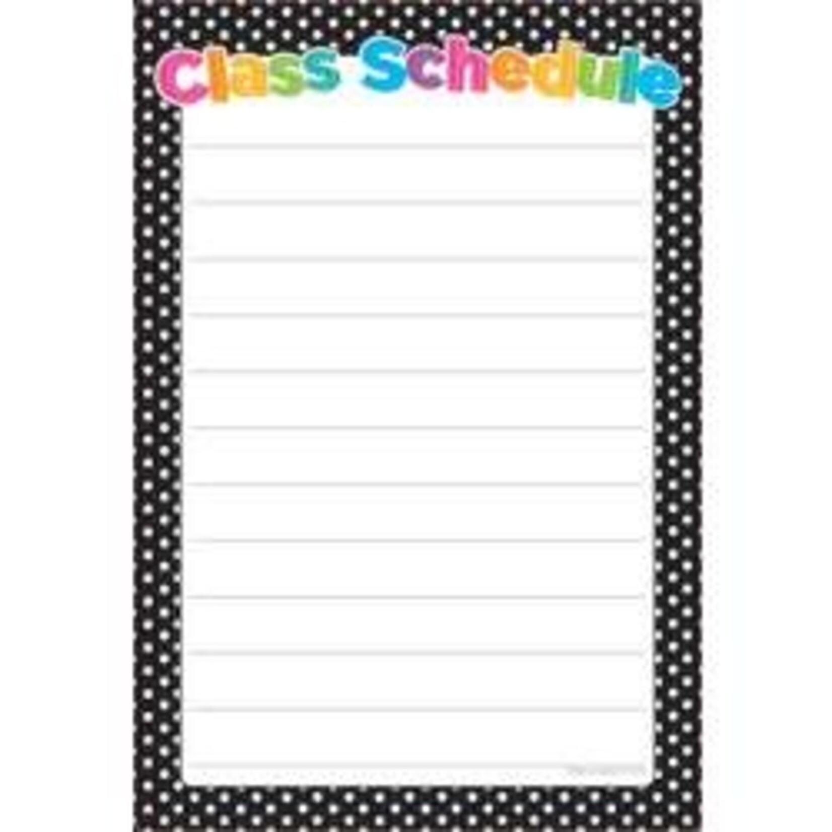 ASHLEY INCORPORATED Smart Poly Chart 13"X19", B&W Polka Dots Class Schedule *Grommett