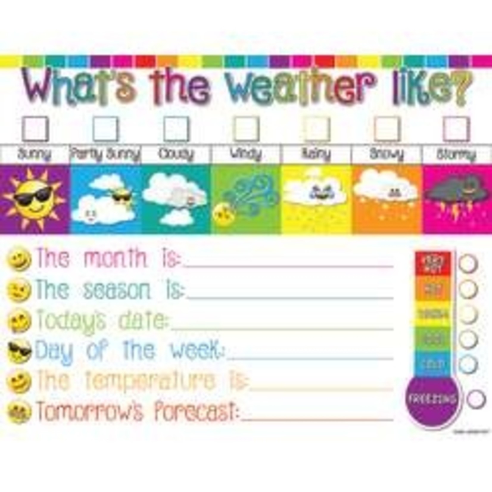 ASHLEY INCORPORATED Smart Poly® Chart 17"X22", Emoji Weather