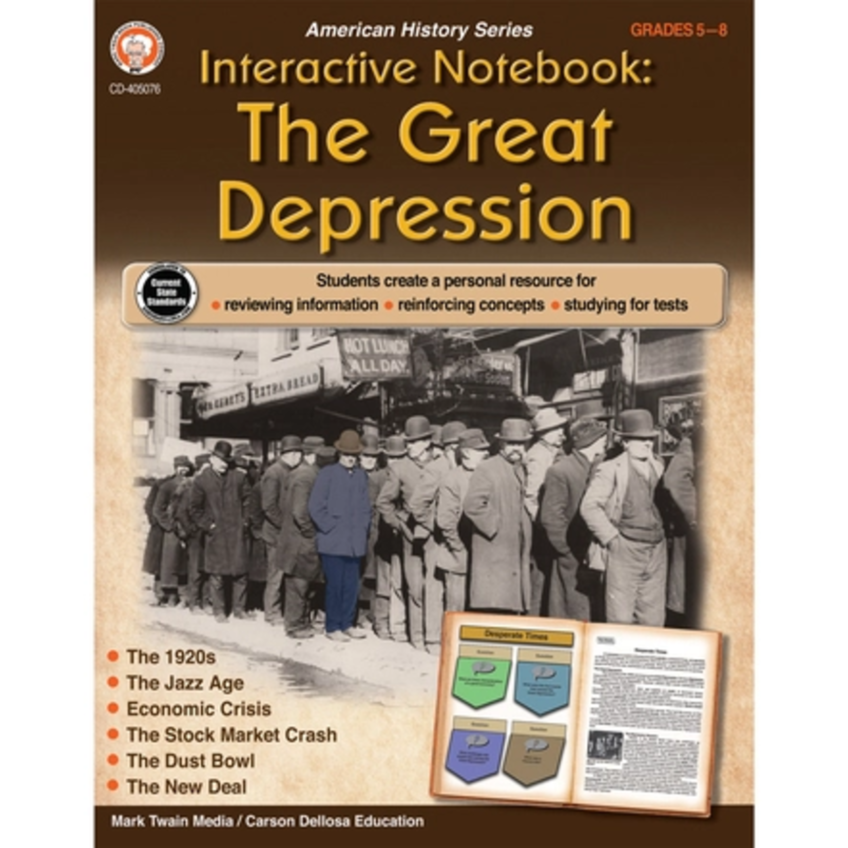 CARSON DELLOSA PUBLISHING CO Interactive Notebook: The Great Depression Resource Book Grade 5-8