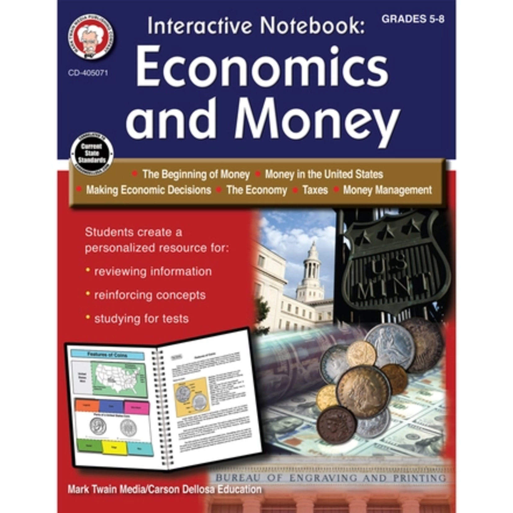 CARSON DELLOSA PUBLISHING CO Interactive Notebook: Economics and Money Resource Book Grade 5-8