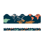 CARSON DELLOSA PUBLISHING CO Let's Explore World Map Scalloped Borders