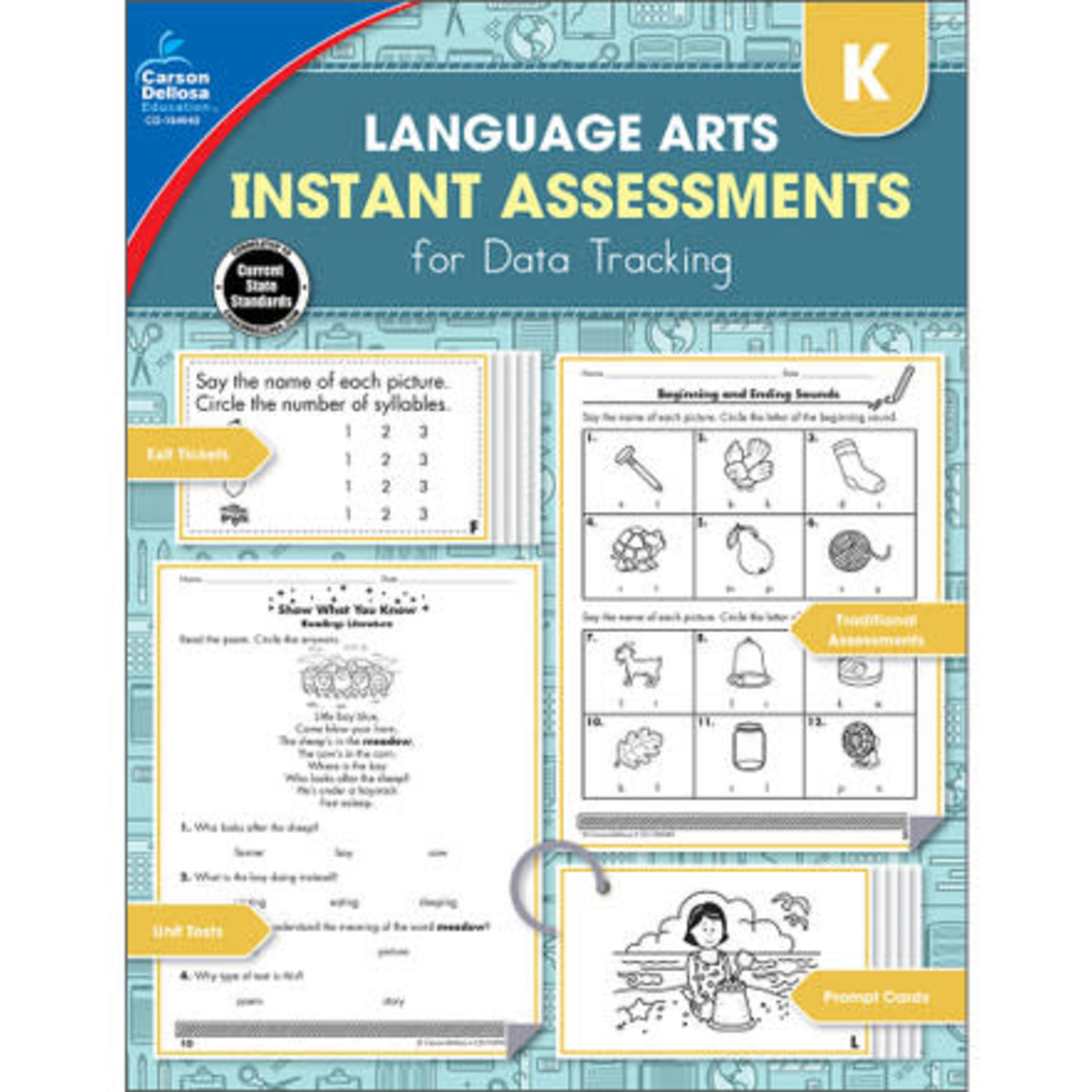 CARSON DELLOSA PUBLISHING CO Language Arts Instant Assessments for Data Tracking Resource Book Grade K Paperback