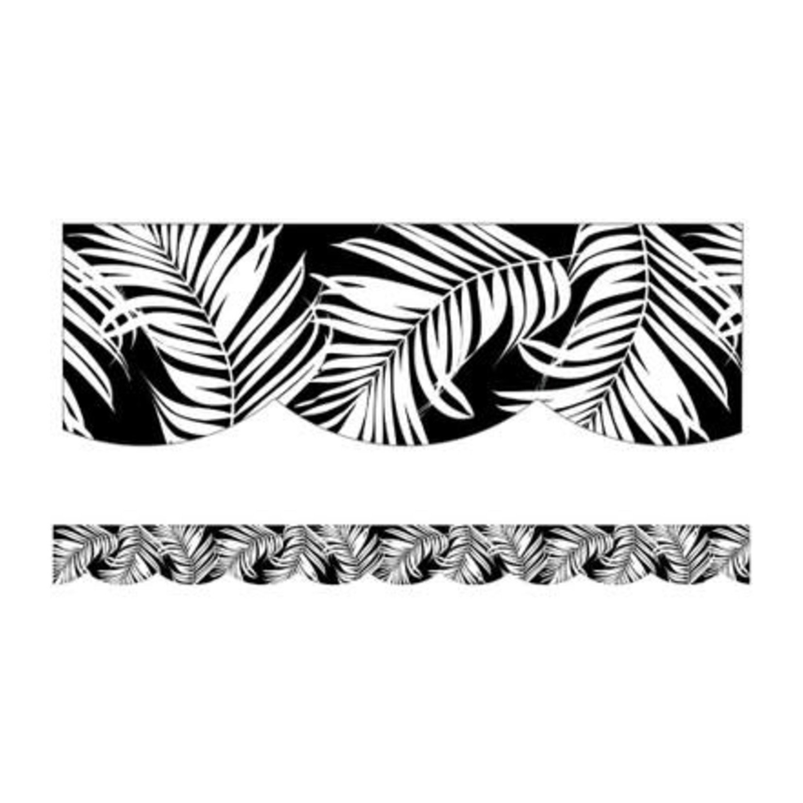 CARSON DELLOSA PUBLISHING CO School Girl: Simply Boho Black with White Leaves Scalloped Borders