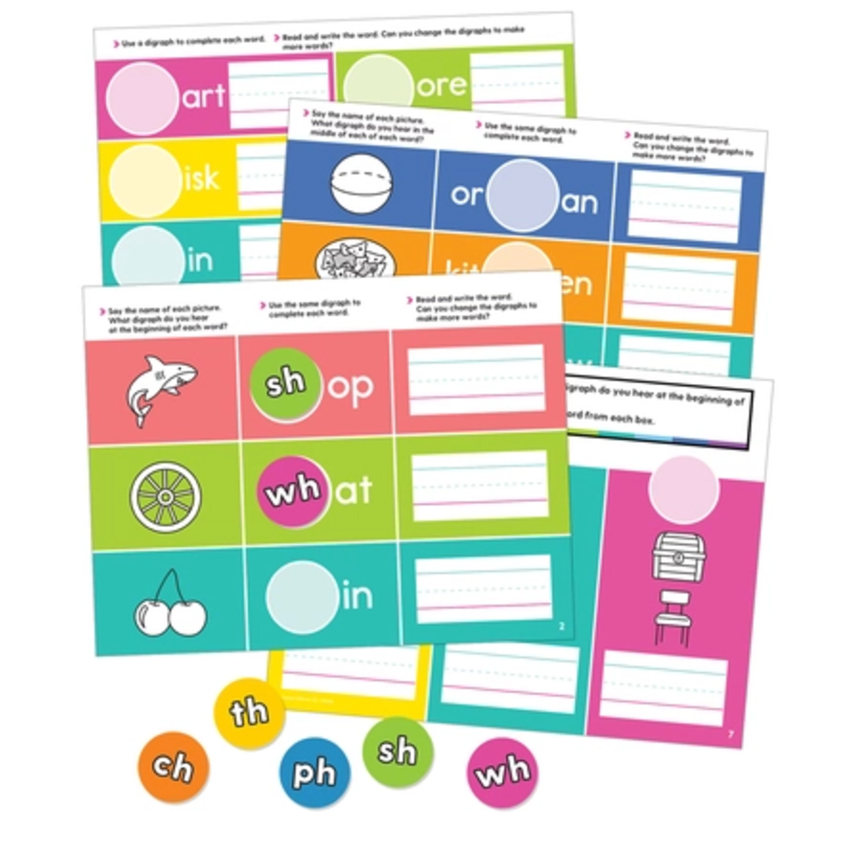 CARSON DELLOSA PUBLISHING CO Edu-Clings Silicone Center: Digraphs Manipulative Grade 1-2