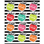 CARSON DELLOSA PUBLISHING CO School Girl: Black, White & Stylish Brights Apples Motivational Stickers