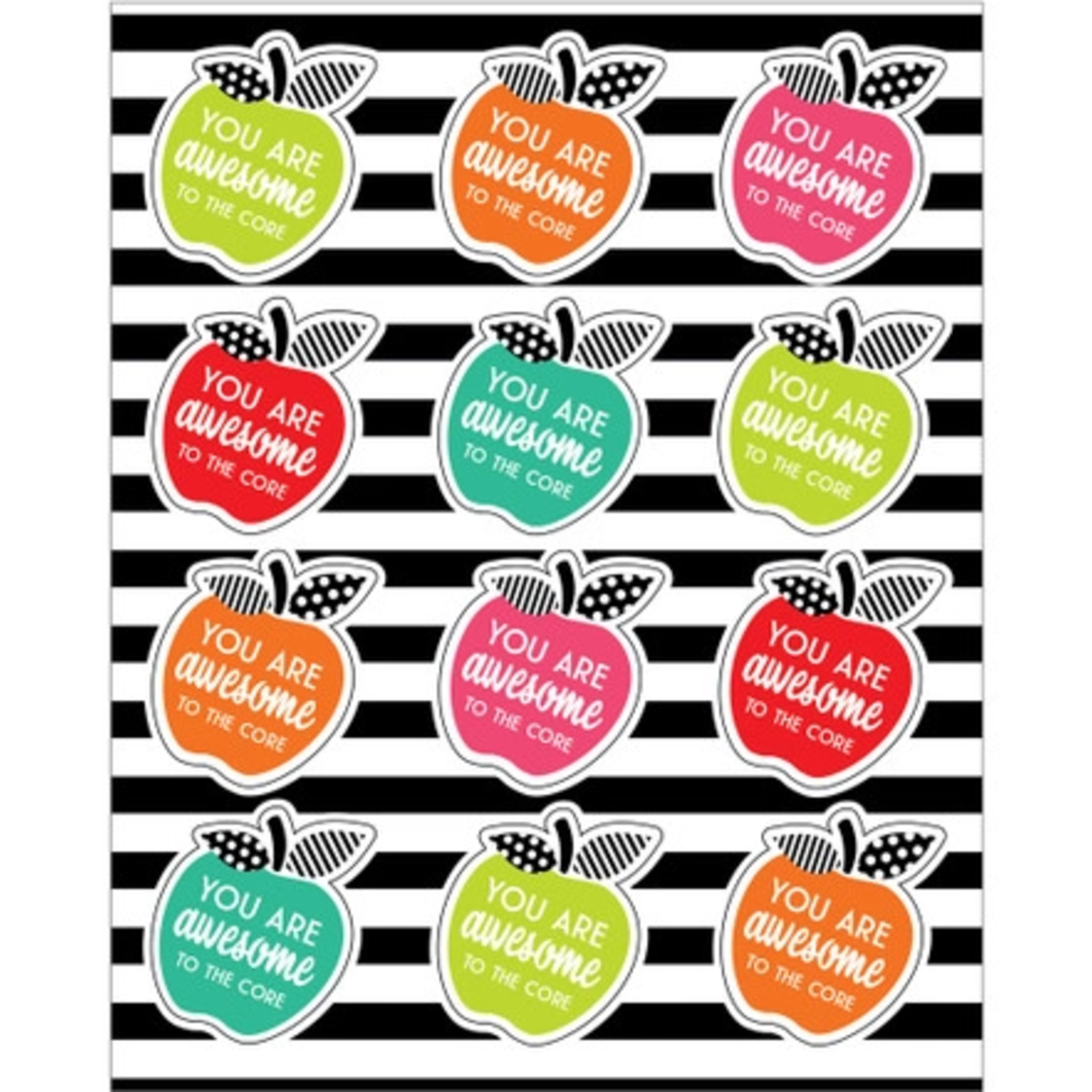 CARSON DELLOSA PUBLISHING CO School Girl: Black, White & Stylish Brights Apples Motivational Stickers