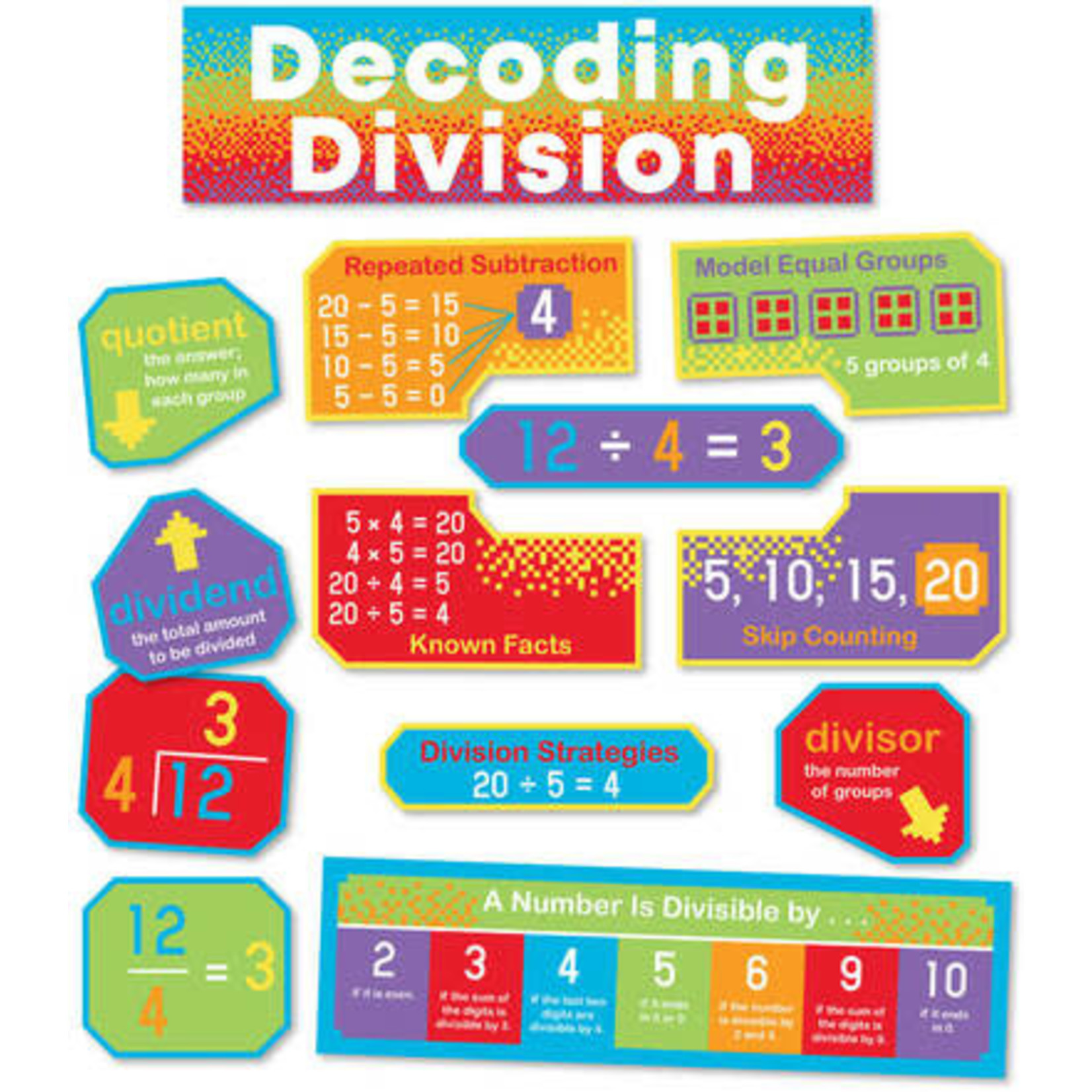CARSON DELLOSA PUBLISHING CO Decoding Division Mini Bulletin Board Set Grade 3-5