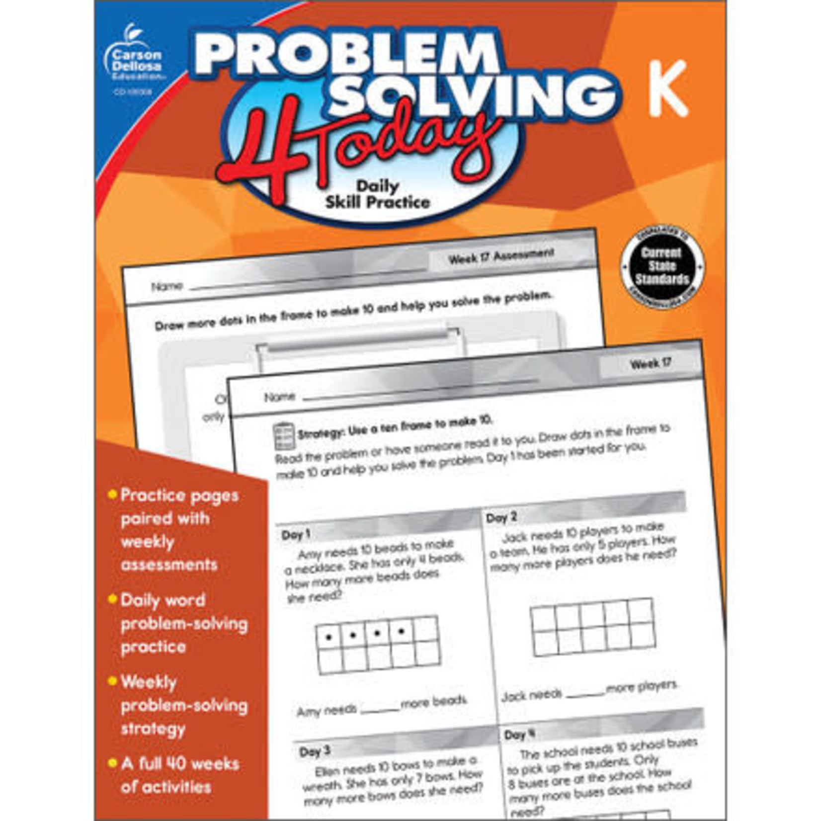 CARSON DELLOSA PUBLISHING CO Problem Solving 4 Today Workbook Grade K