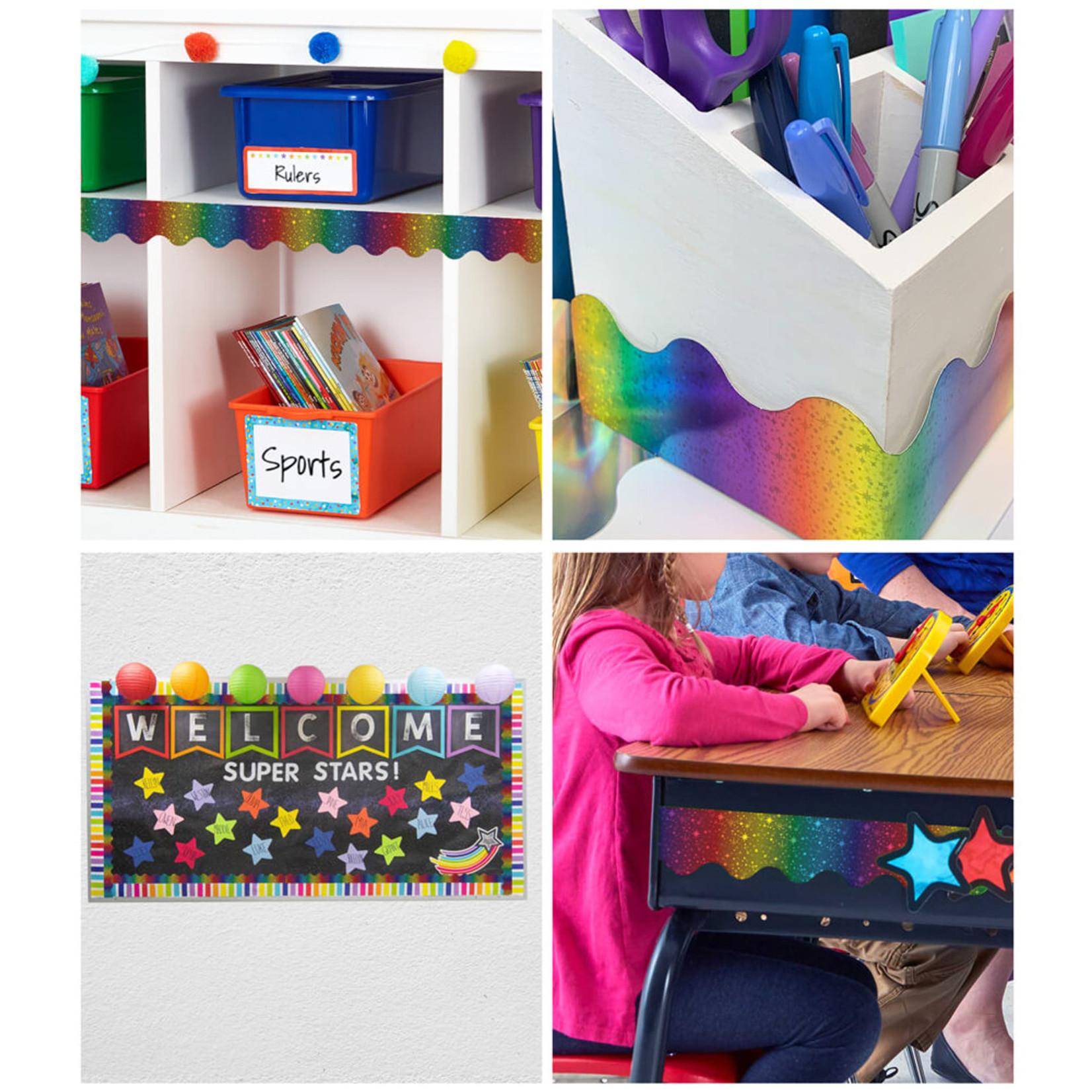 CARSON DELLOSA PUBLISHING CO Rainbow Foil Scalloped Borders