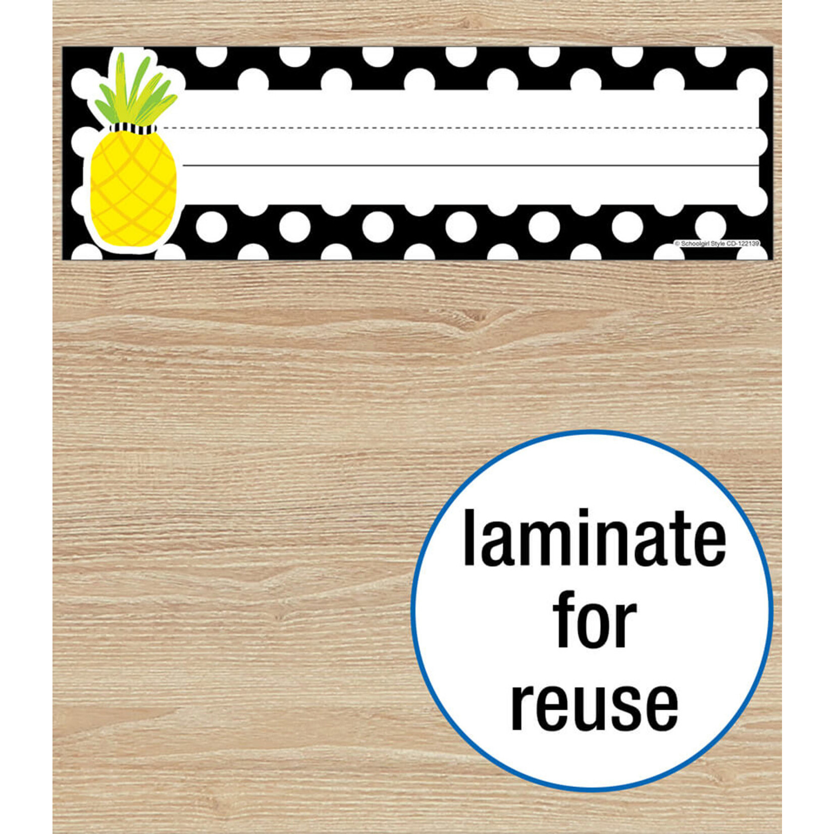 CARSON DELLOSA PUBLISHING CO School Girl: Simply Stylish Pineapple Polka Dot Nameplates