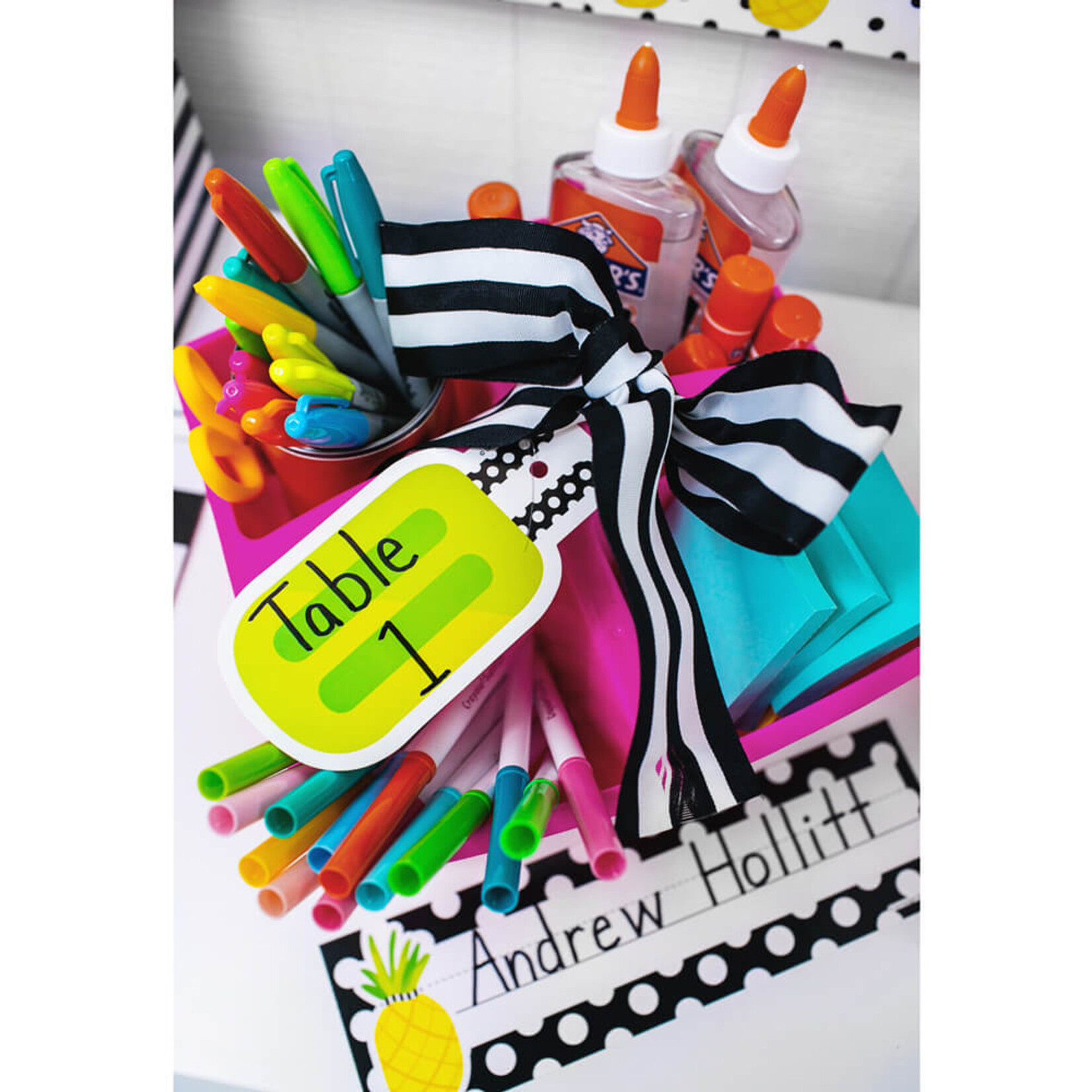 CARSON DELLOSA PUBLISHING CO School Girl: Simply Stylish Pineapple Polka Dot Nameplates
