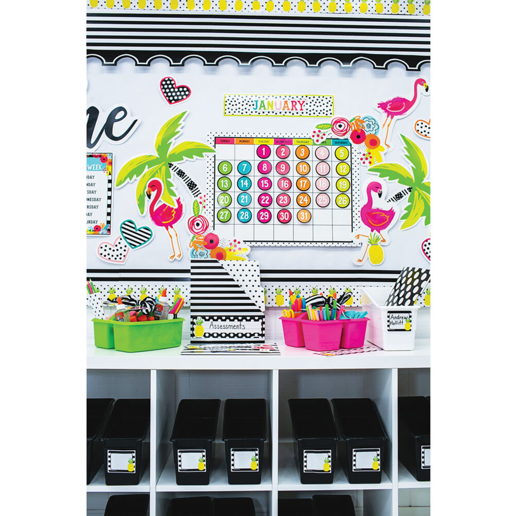 CARSON DELLOSA PUBLISHING CO School Girl: Simply Stylish Pineapple Polka Dot Nameplates