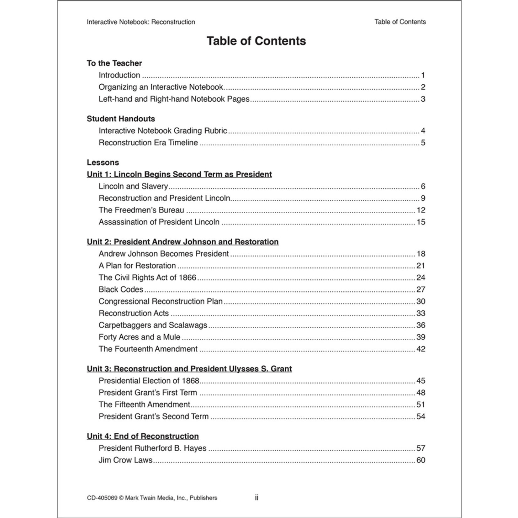 CARSON DELLOSA PUBLISHING CO Interactive Notebook: Reconstruction Resource Book Grade 5-8