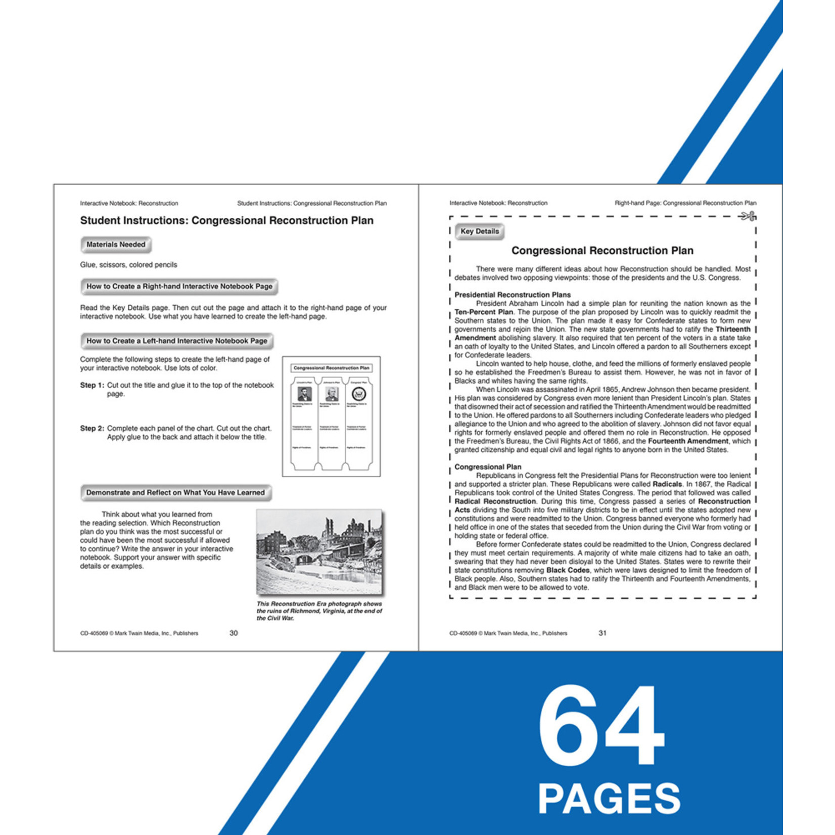 CARSON DELLOSA PUBLISHING CO Interactive Notebook: Reconstruction Resource Book Grade 5-8