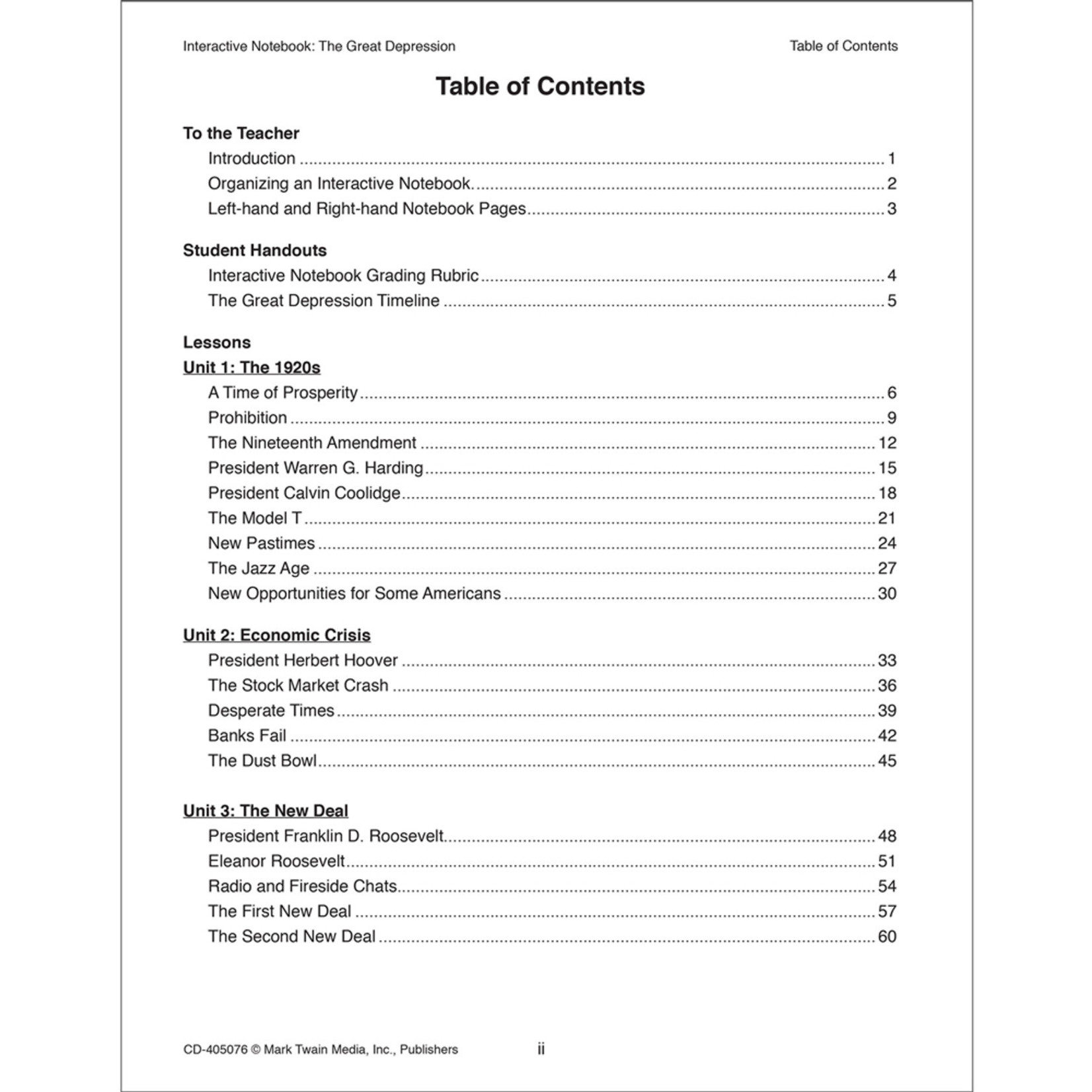 CARSON DELLOSA PUBLISHING CO Interactive Notebook: The Great Depression Resource Book Grade 5-8