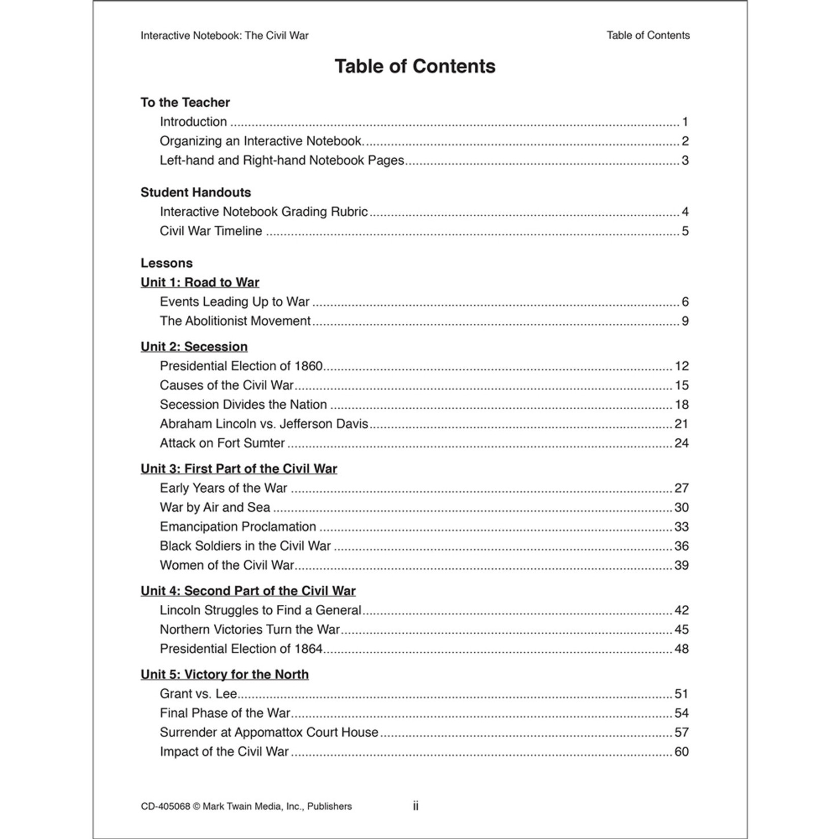 CARSON DELLOSA PUBLISHING CO Interactive Notebook: The Civil War Resource Book Grade 5-8