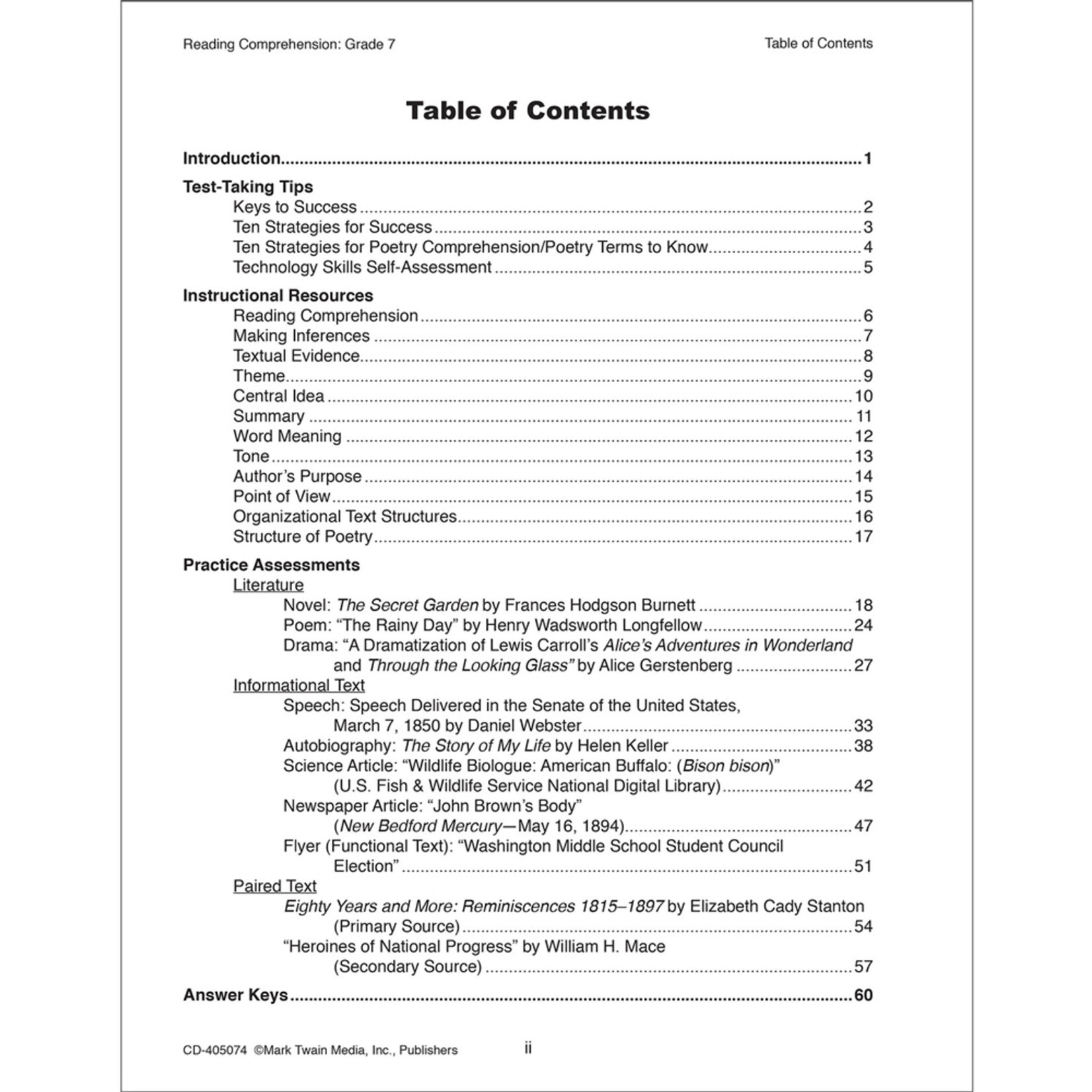 CARSON DELLOSA PUBLISHING CO Reading Comprehension Resource Book Grade 7