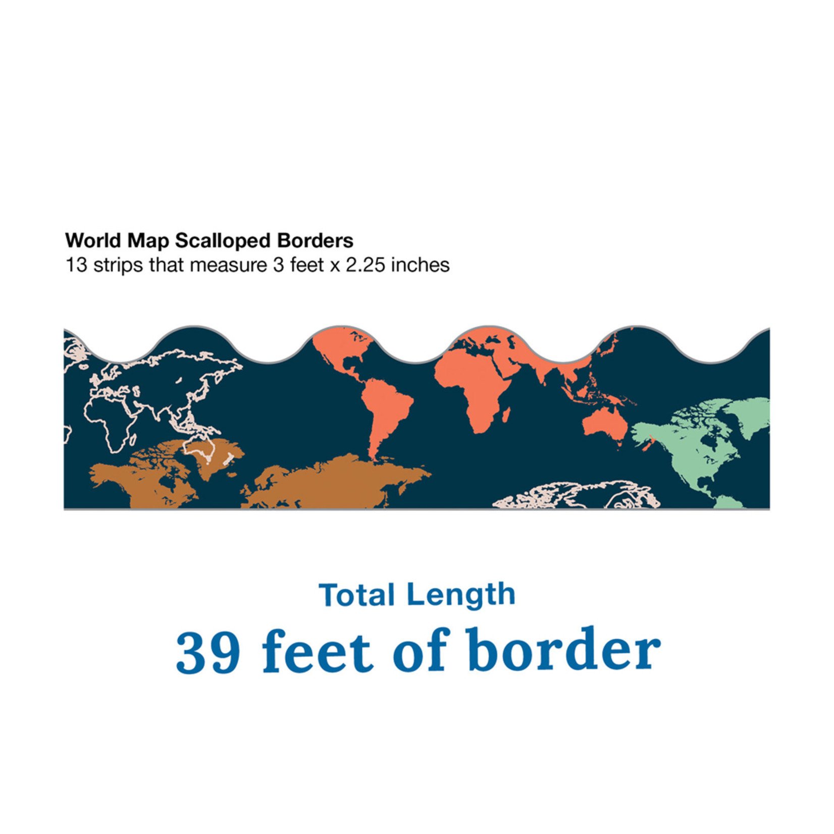 CARSON DELLOSA PUBLISHING CO Let's Explore World Map Scalloped Borders
