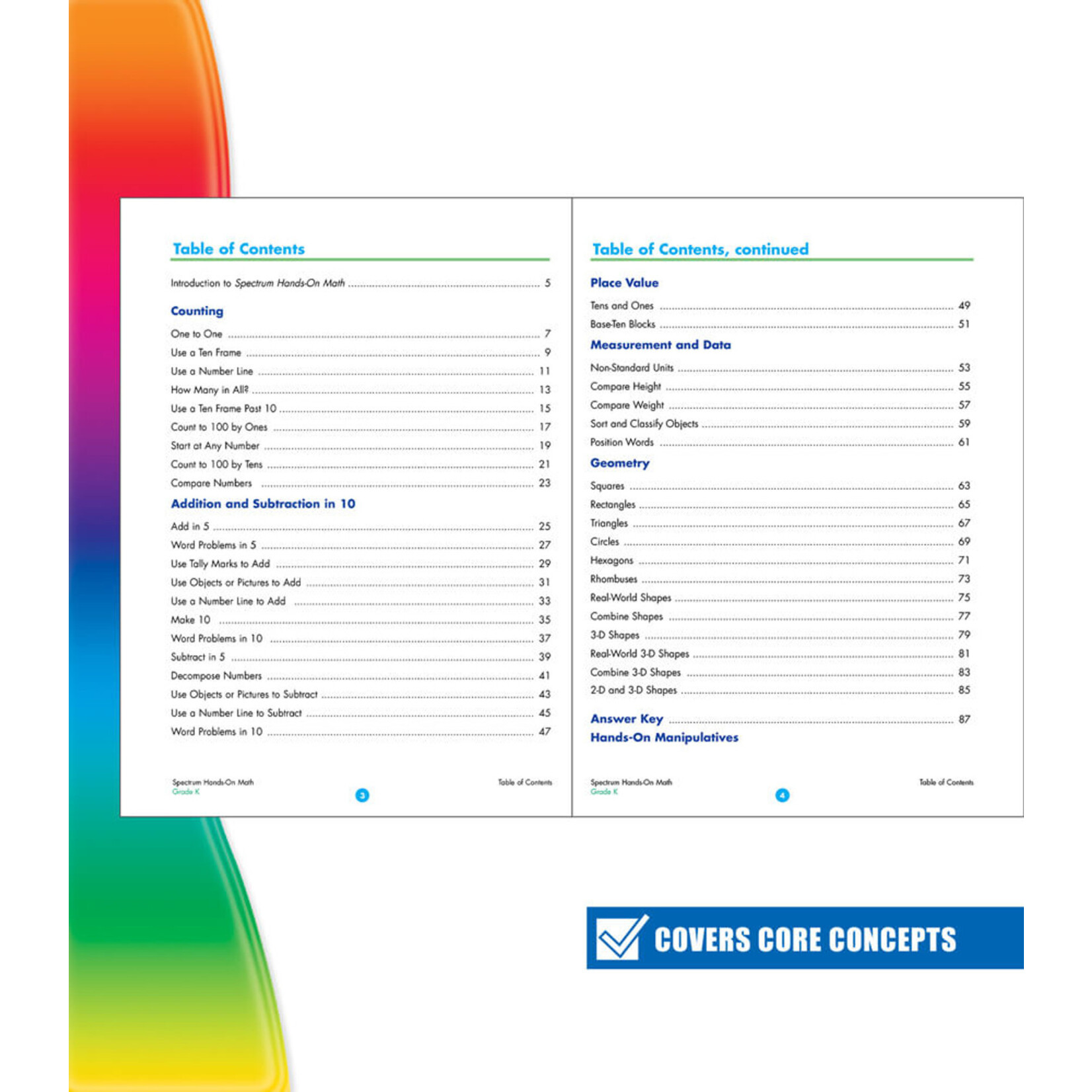 CARSON DELLOSA PUBLISHING CO Spectrum Hands-On Math Workbook Grade K
