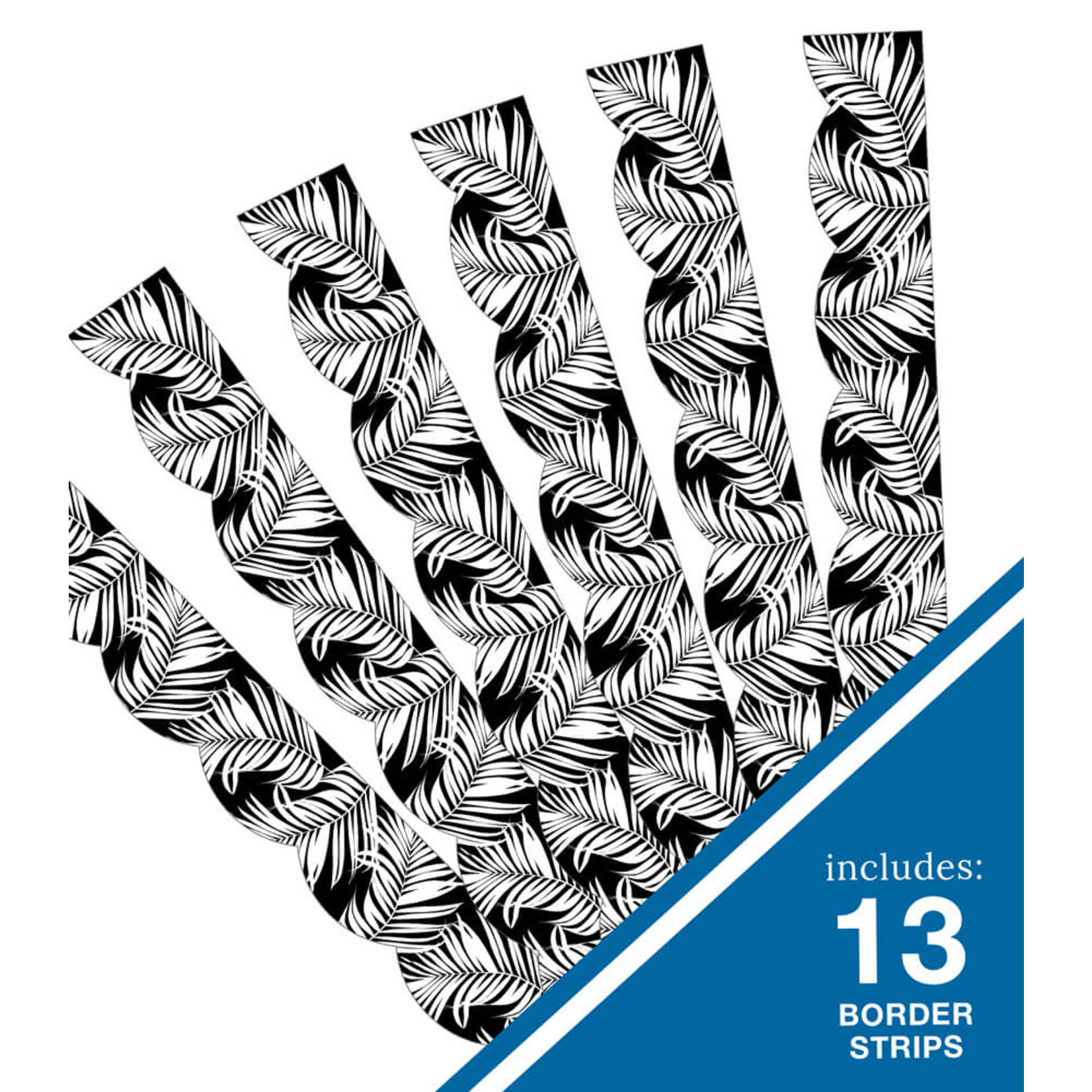 CARSON DELLOSA PUBLISHING CO School Girl: Simply Boho Black with White Leaves Scalloped Borders