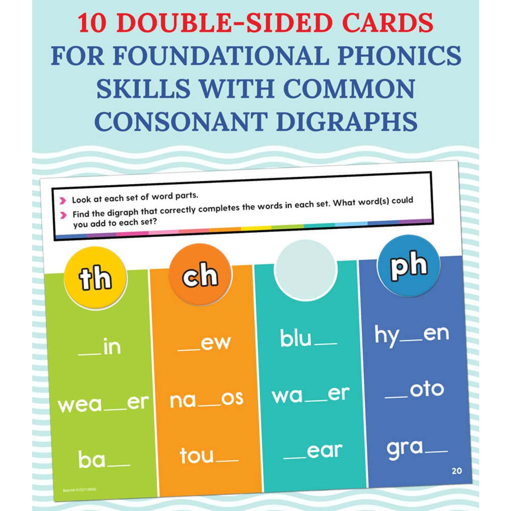 CARSON DELLOSA PUBLISHING CO Edu-Clings Silicone Center: Digraphs Manipulative Grade 1-2