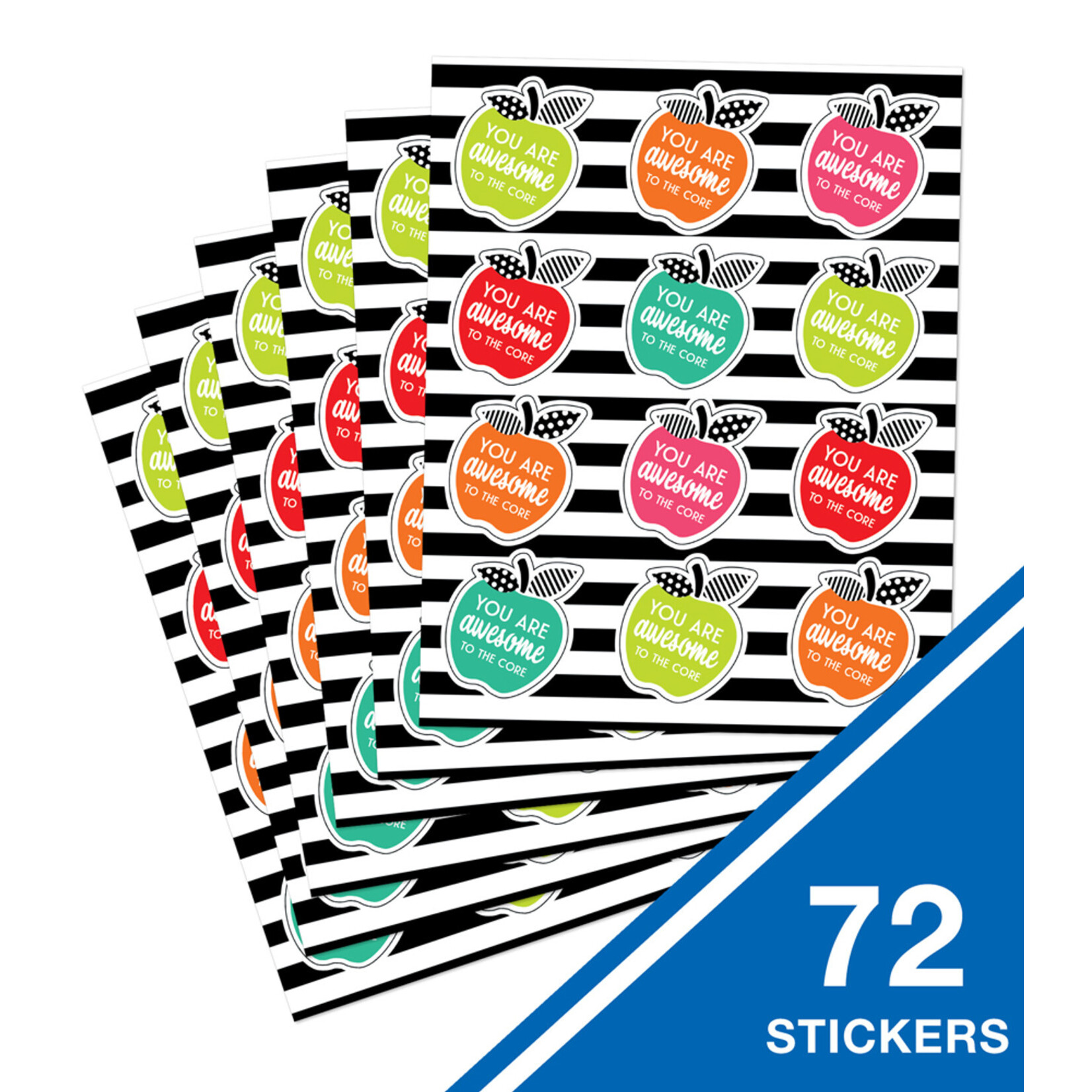 CARSON DELLOSA PUBLISHING CO School Girl: Black, White & Stylish Brights Apples Motivational Stickers