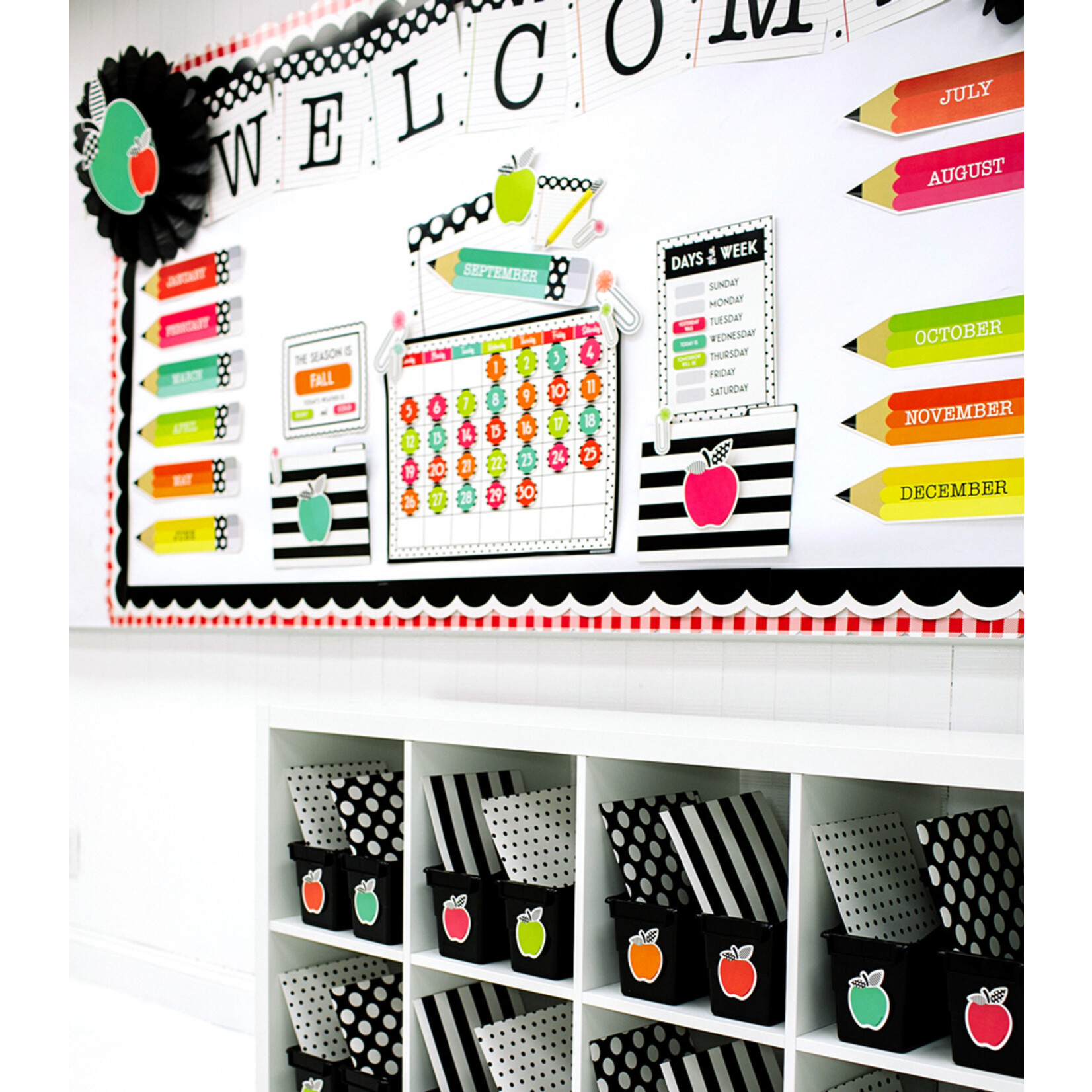 CARSON DELLOSA PUBLISHING CO School Girl: Black, White & Stylish Brights Apples Motivational Stickers
