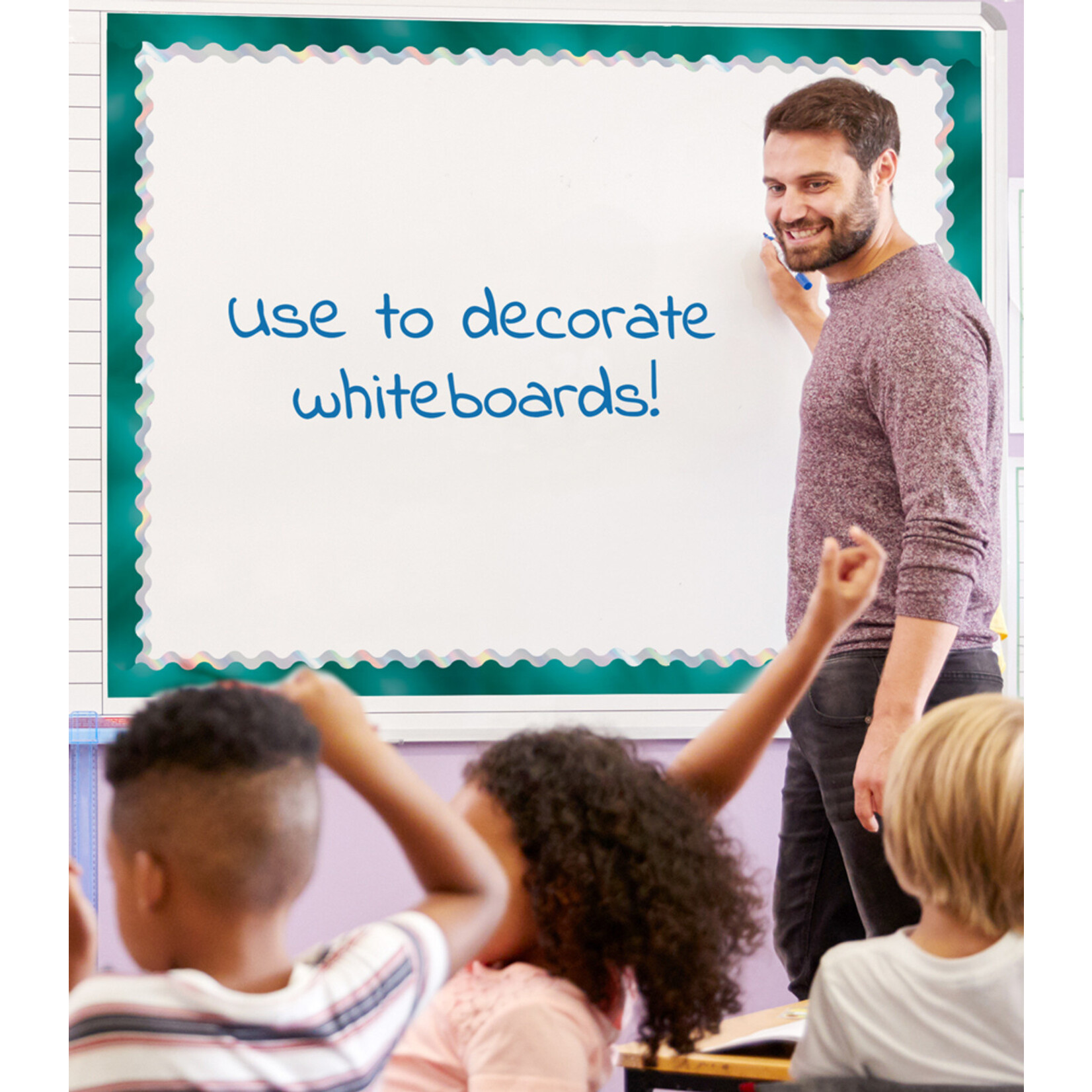 CARSON DELLOSA PUBLISHING CO Teal Foil Scalloped Borders