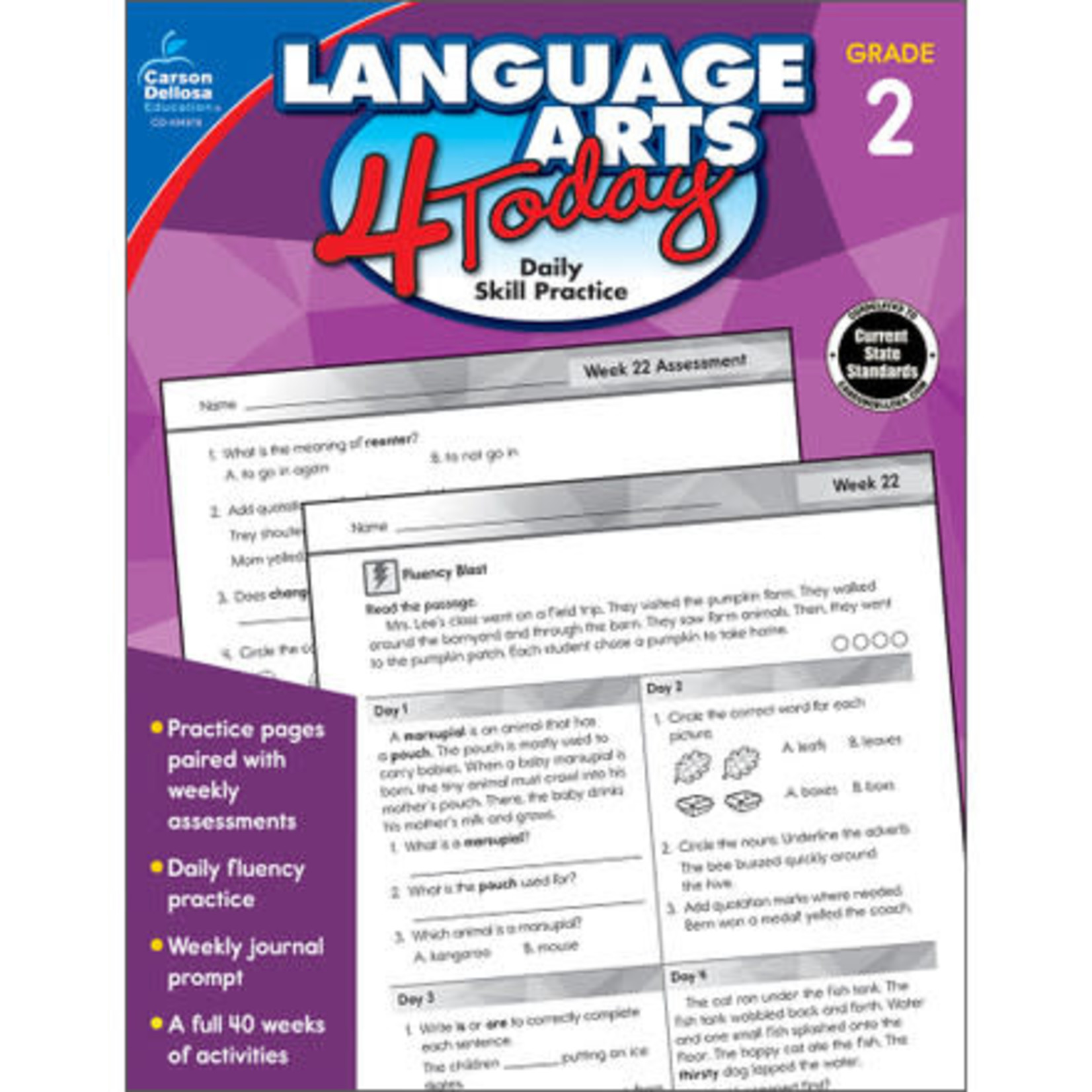 CARSON DELLOSA PUBLISHING CO Language Arts 4 Today Workbook Grade 2