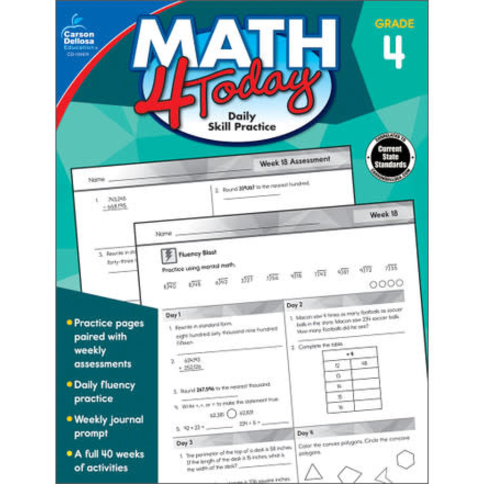 CARSON DELLOSA PUBLISHING CO Math 4 Today Workbook Grade 4
