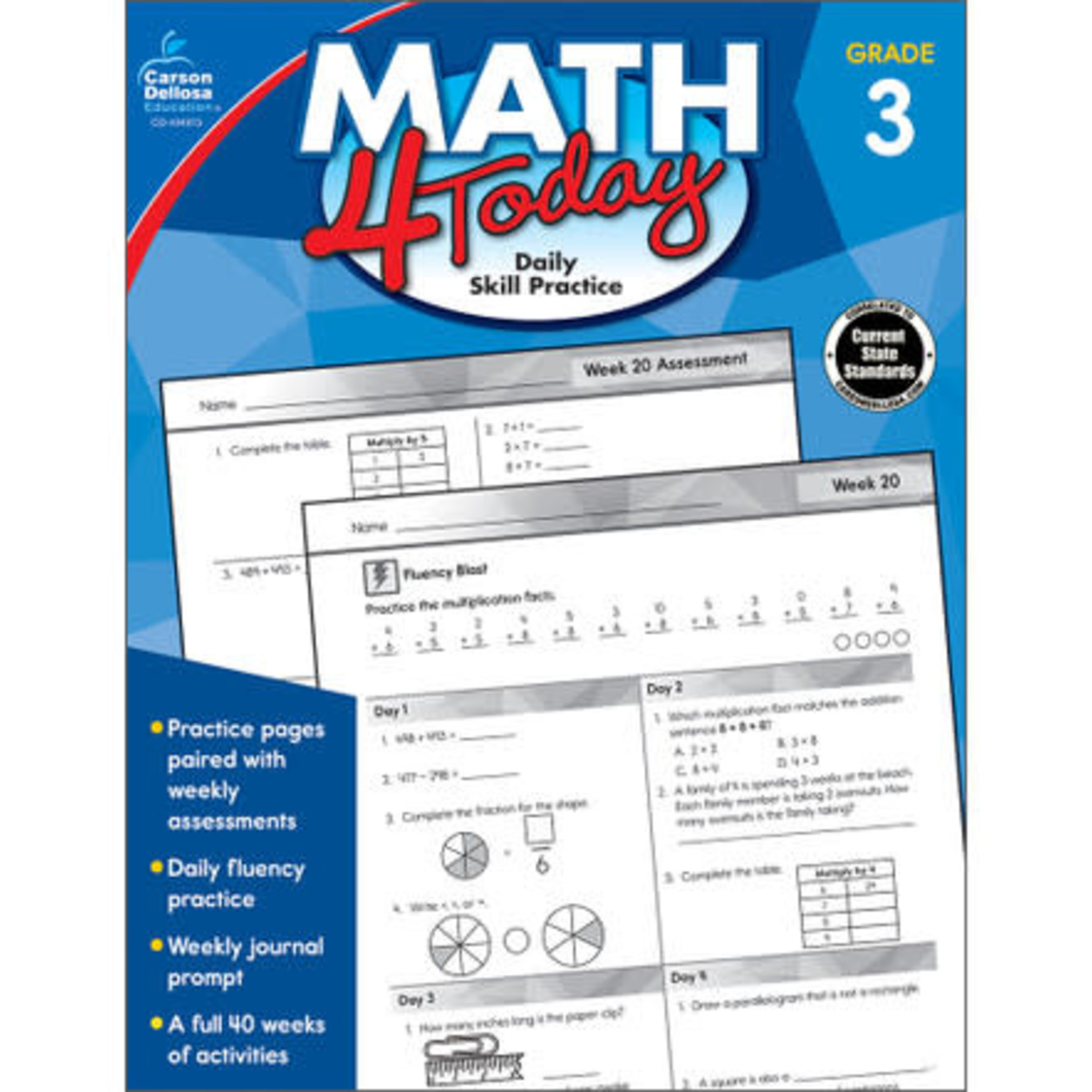 CARSON DELLOSA PUBLISHING CO Math 4 Today Workbook Grade 3